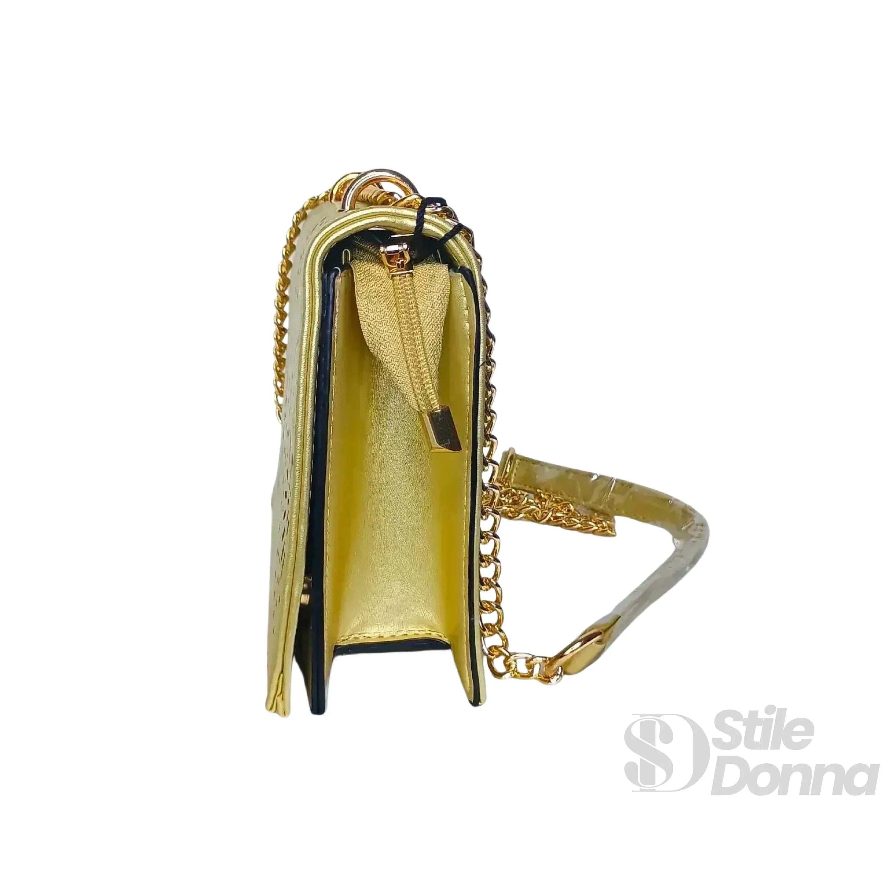 Borsa A Tracolla Da Donna In Ecopelle Con Catena, Elegante E Versatile, Altezza 17 Cm