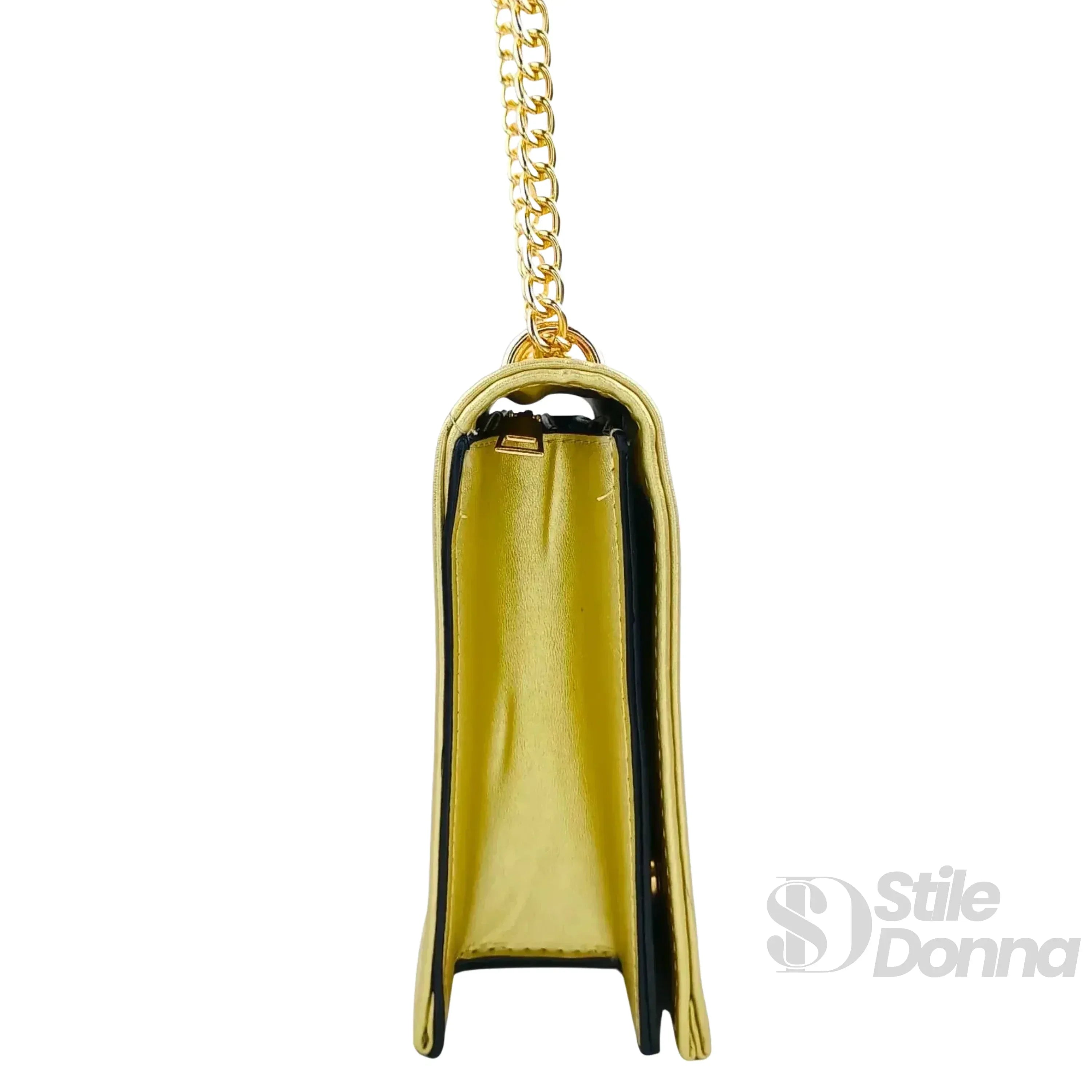 Borsa A Tracolla Da Donna In Ecopelle Con Catena, Elegante E Versatile, Altezza 17 Cm