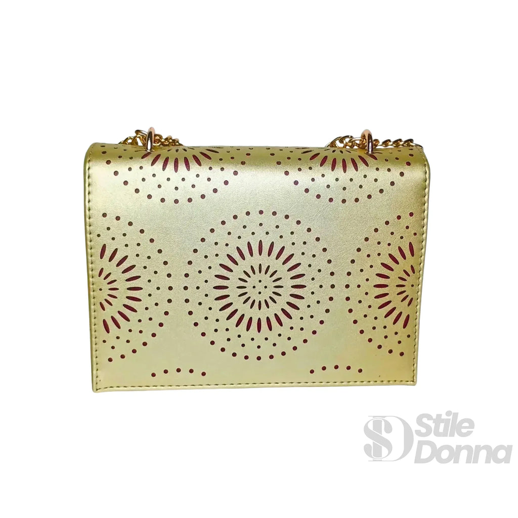 Borsa A Tracolla Da Donna In Ecopelle Con Catena, Elegante E Versatile, Altezza 17 Cm