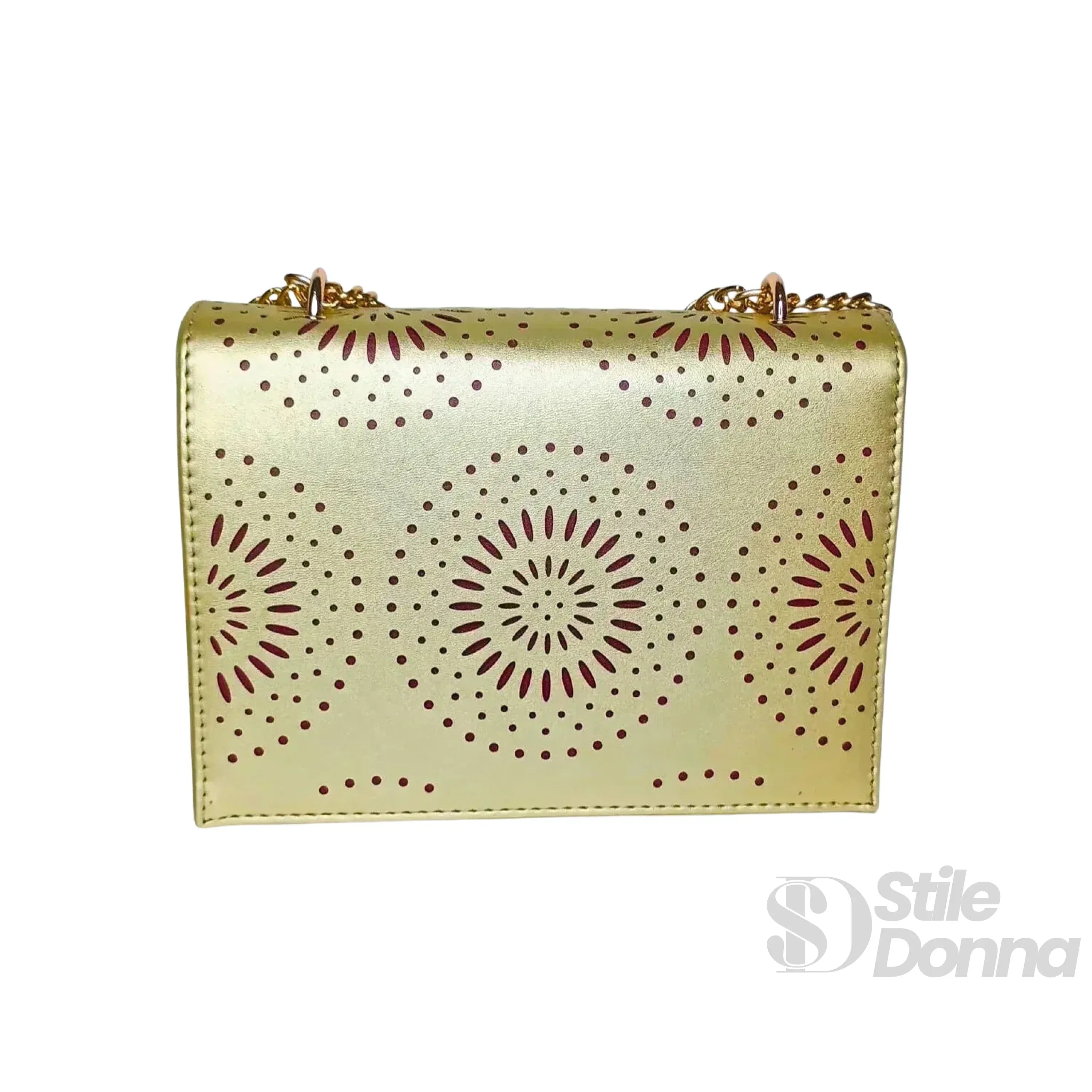 Borsa A Tracolla Da Donna In Ecopelle Con Catena, Elegante E Versatile, Altezza 17 Cm