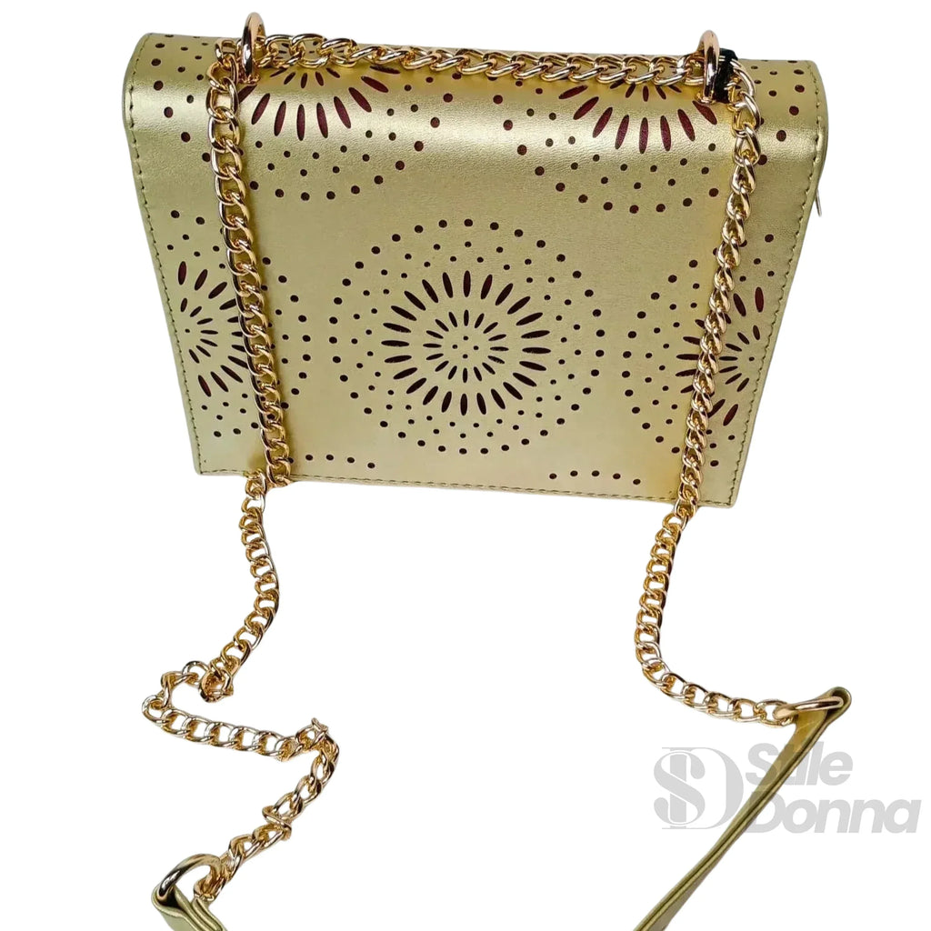 Borsa A Tracolla Da Donna In Ecopelle Con Catena, Elegante E Versatile, Altezza 17 Cm