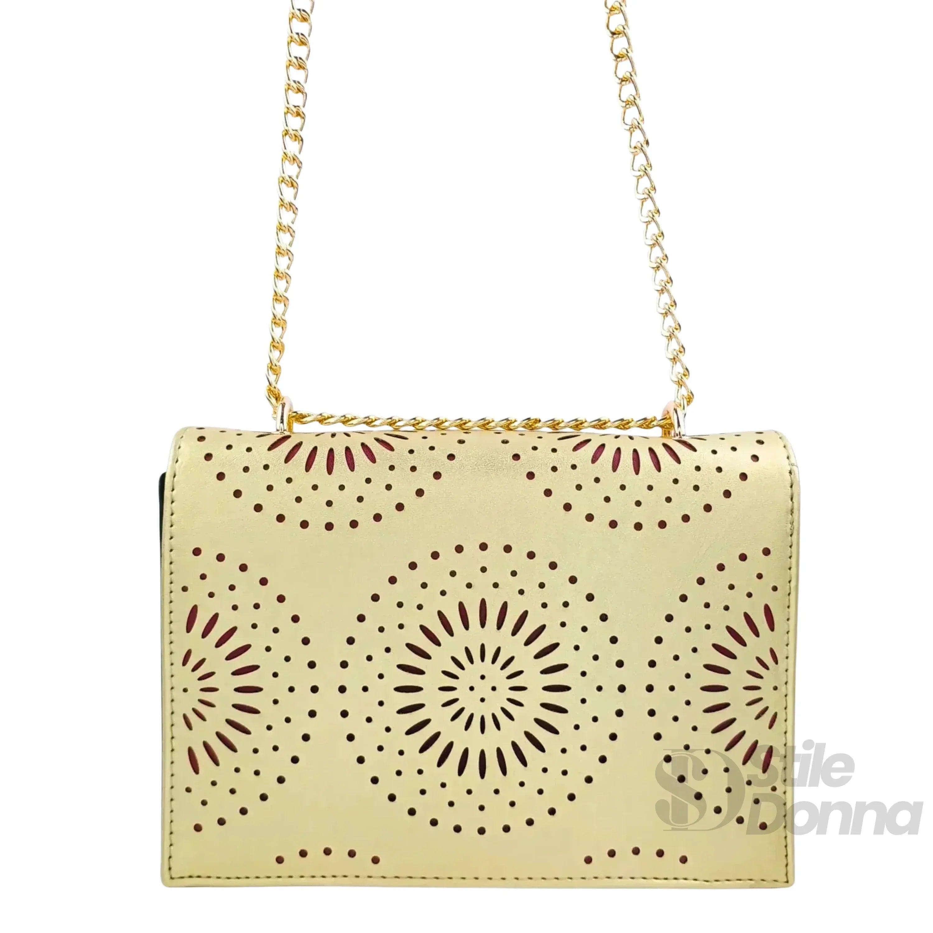 Borsa A Tracolla Da Donna In Ecopelle Con Catena, Elegante E Versatile, Altezza 17 Cm