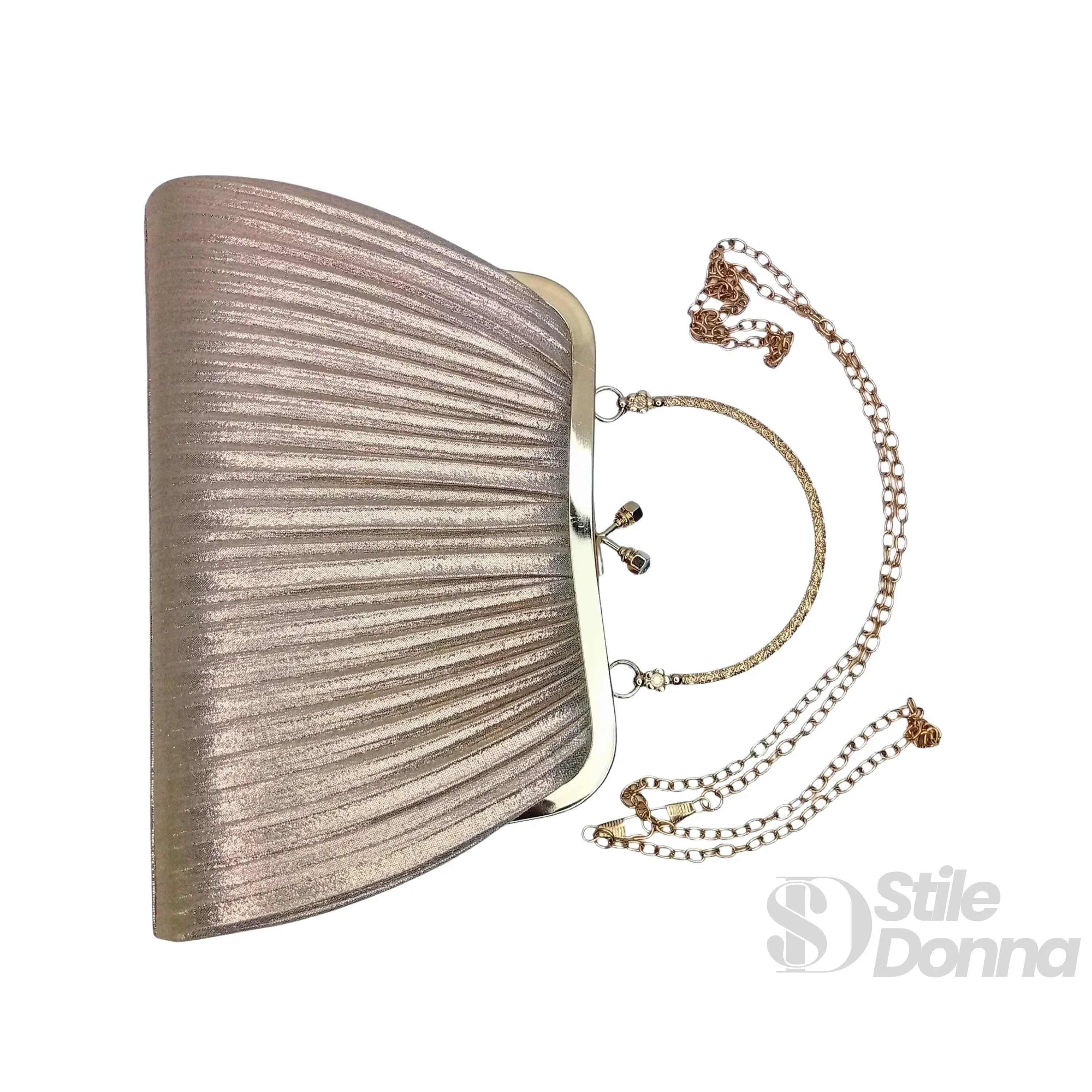 Gold Stone Borsa A Tracolla Soft Pouch Elegante Con Esterno Cristallo Dorato E Dettagli Lucenti