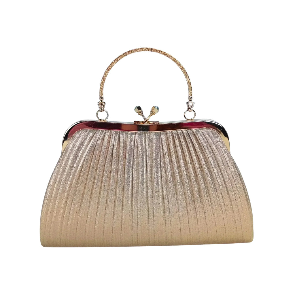 Gold Stone Borsa A Tracolla Soft Pouch Elegante Con Esterno Cristallo Dorato E Dettagli Lucenti