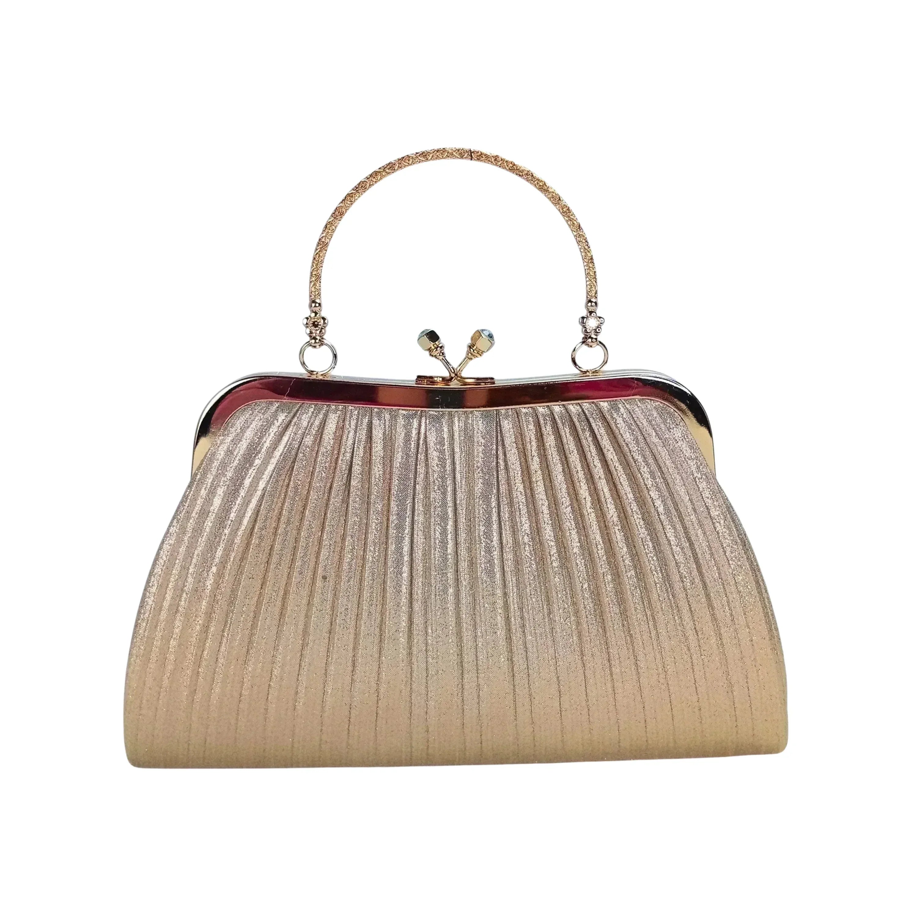 Gold Stone Borsa A Tracolla Soft Pouch Elegante Con Esterno Cristallo Dorato E Dettagli Lucenti