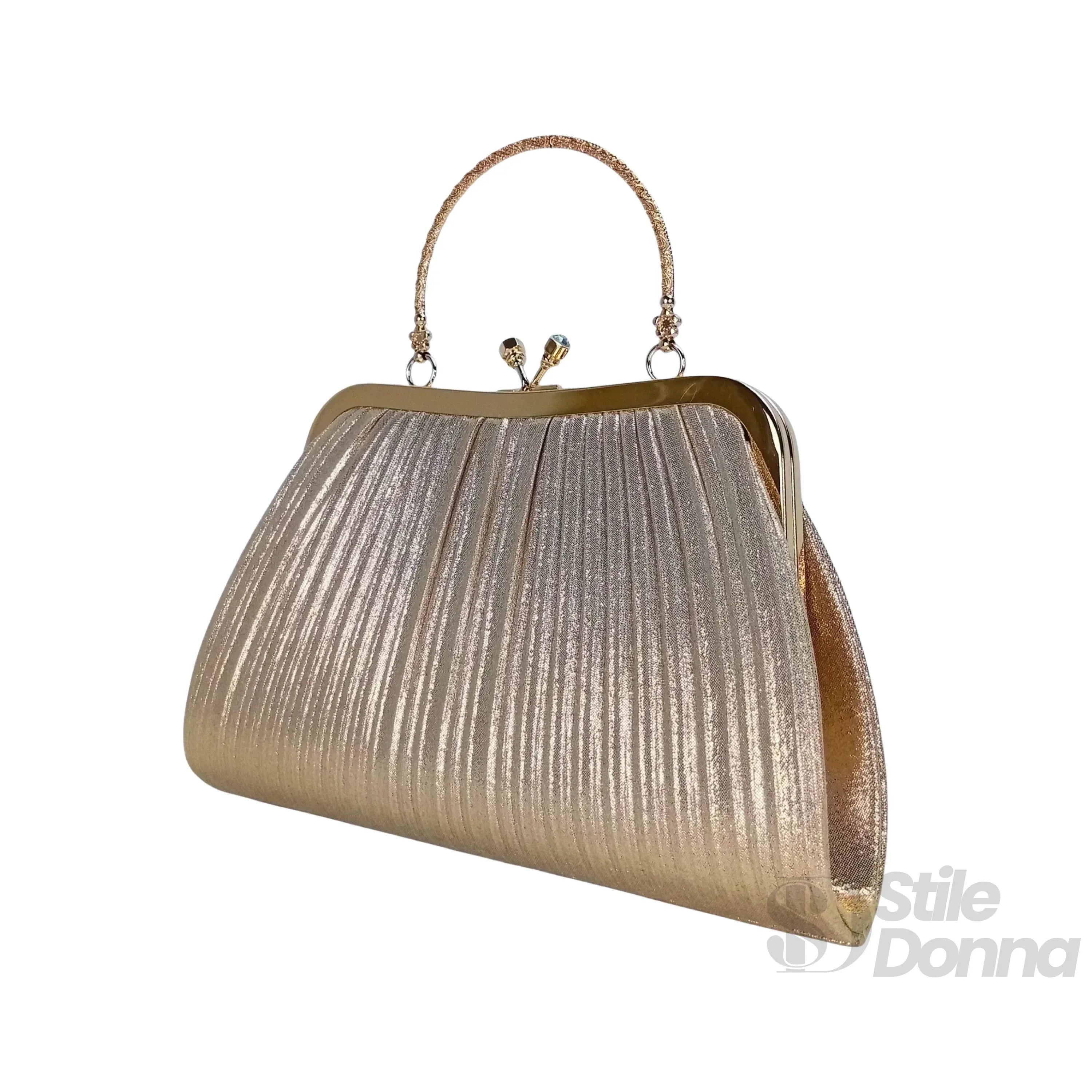 Gold Stone Borsa A Tracolla Soft Pouch Elegante Con Esterno Cristallo Dorato E Dettagli Lucenti