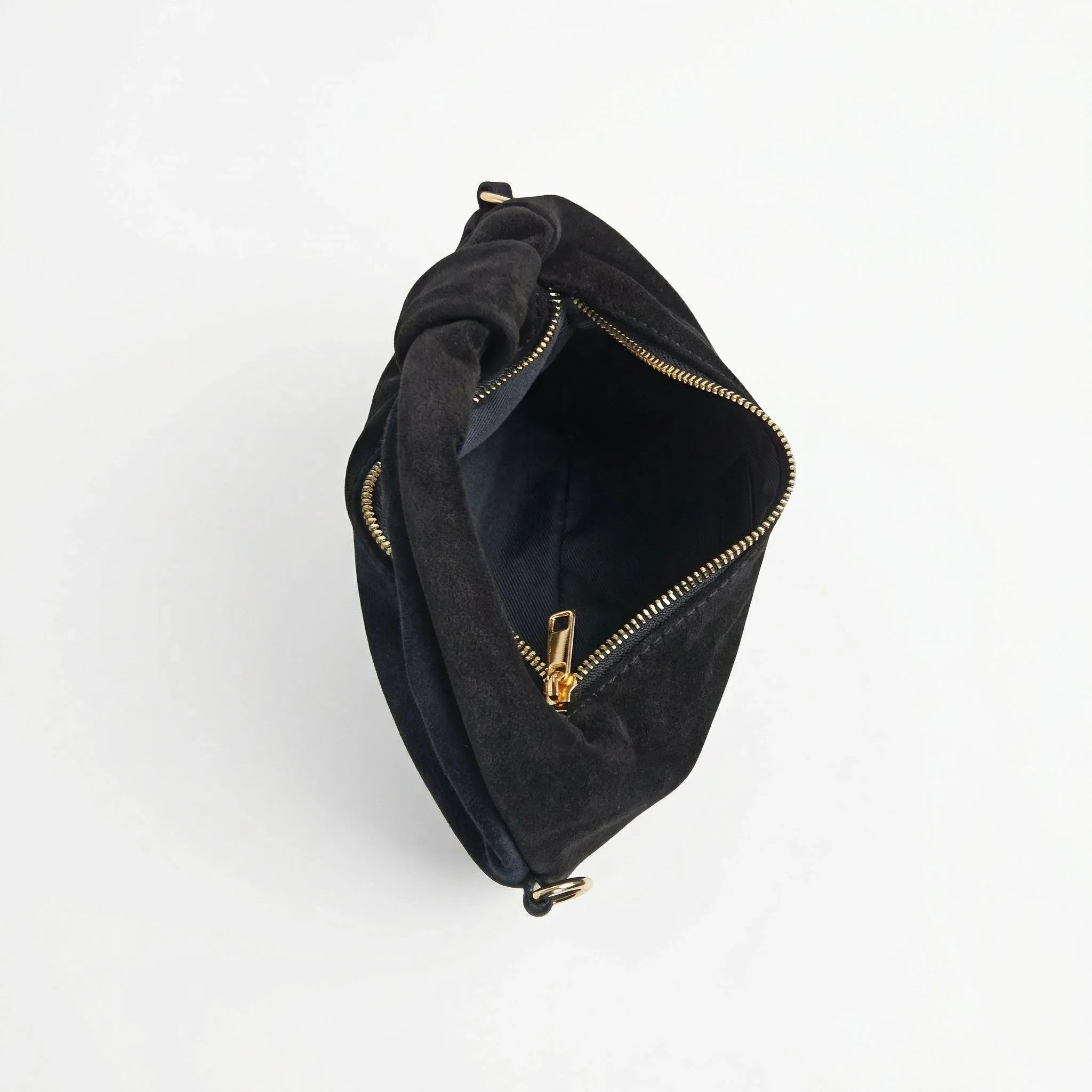 Borsa A Tracolla Hobo In Pelle Scamosciata Con Dettagli In Metallo Dorato Design Italiano E Leggera