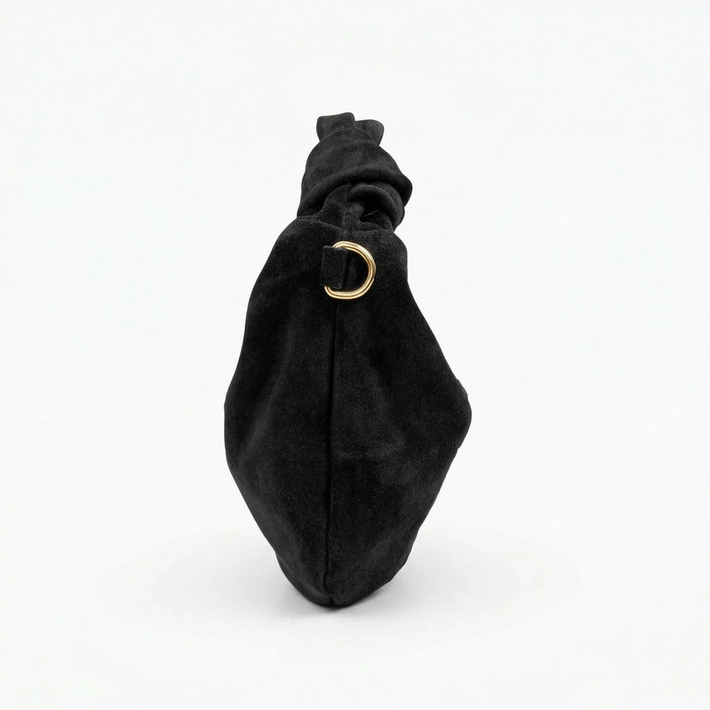 Borsa A Tracolla Hobo In Pelle Scamosciata Con Dettagli In Metallo Dorato Design Italiano E Leggera