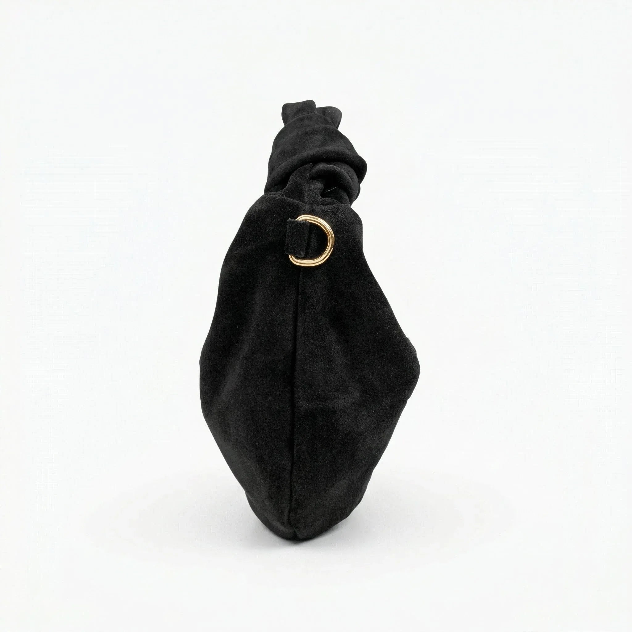 Borsa A Tracolla Hobo In Pelle Scamosciata Con Dettagli In Metallo Dorato Design Italiano E Leggera