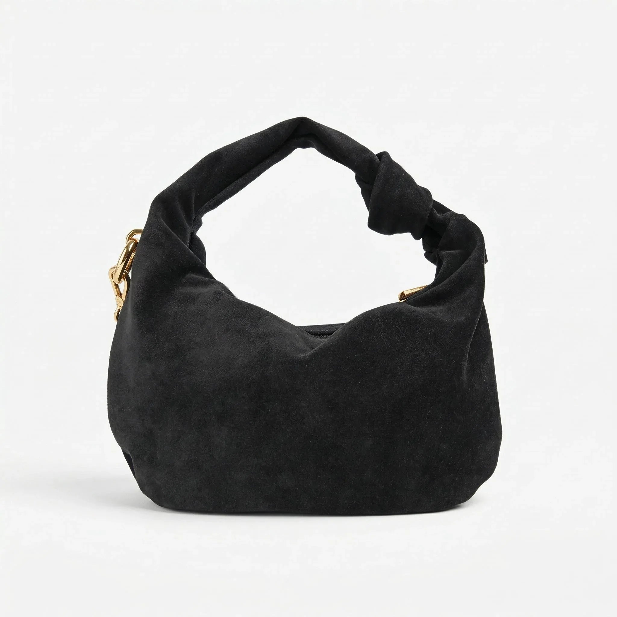 Borsa A Tracolla Hobo In Pelle Scamosciata Con Dettagli In Metallo Dorato Design Italiano E Leggera