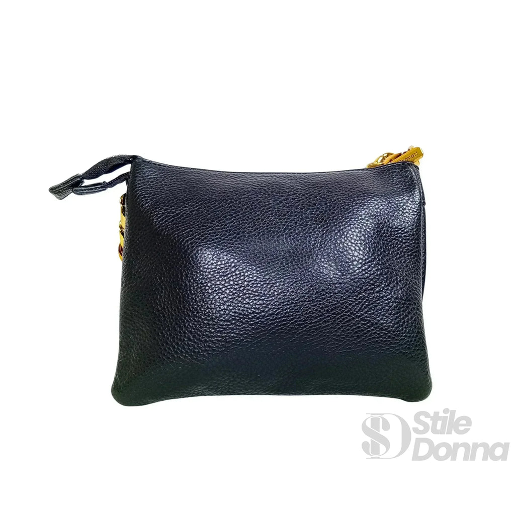 Borsa A Tracolla In Ecopelle Con Catena Dorata Chiusura A Cerniera Interno In Tessuto