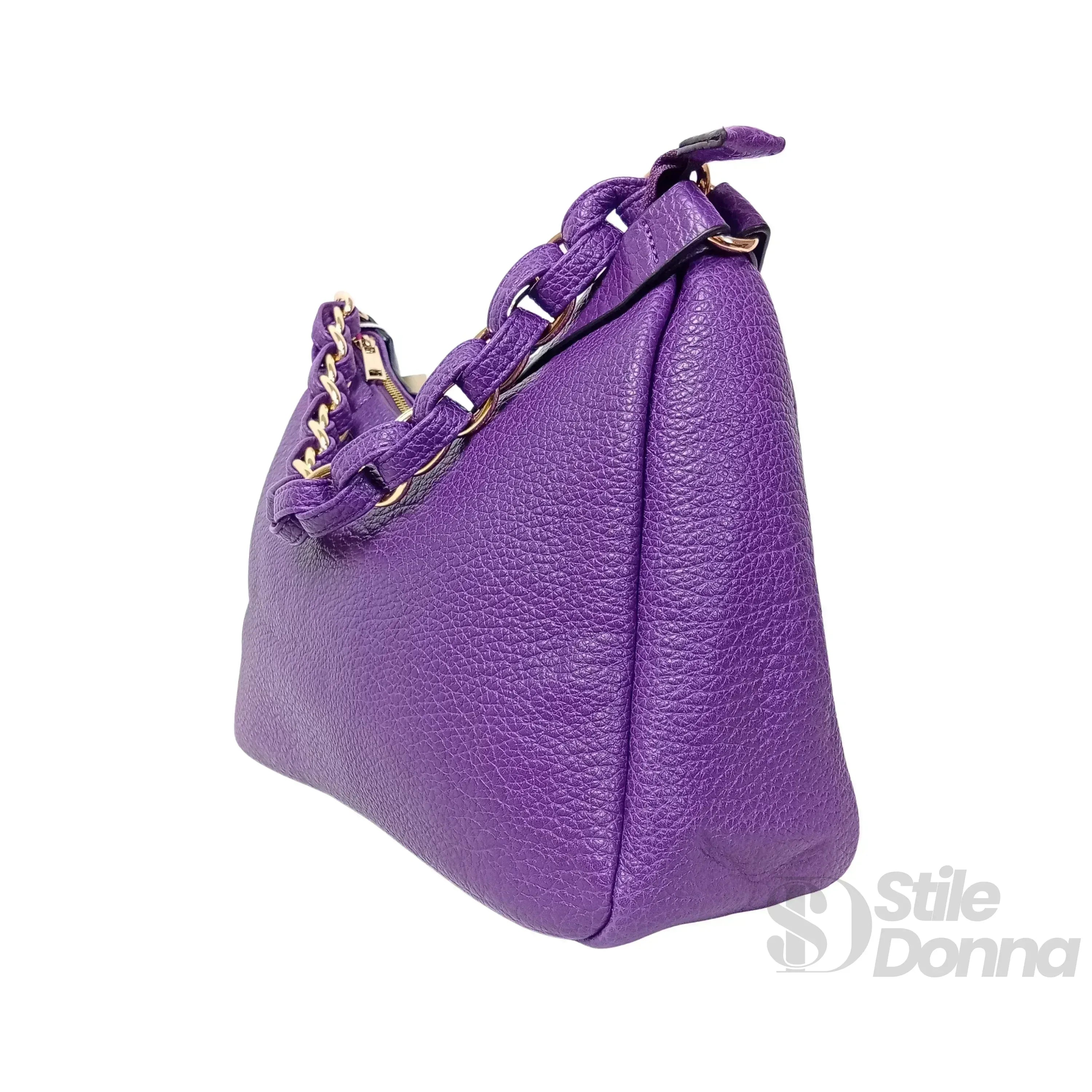 Borsa A Tracolla In Ecopelle Con Cinturino Annodato E Finiture Dorate Interno In Microfibra Antistrappo