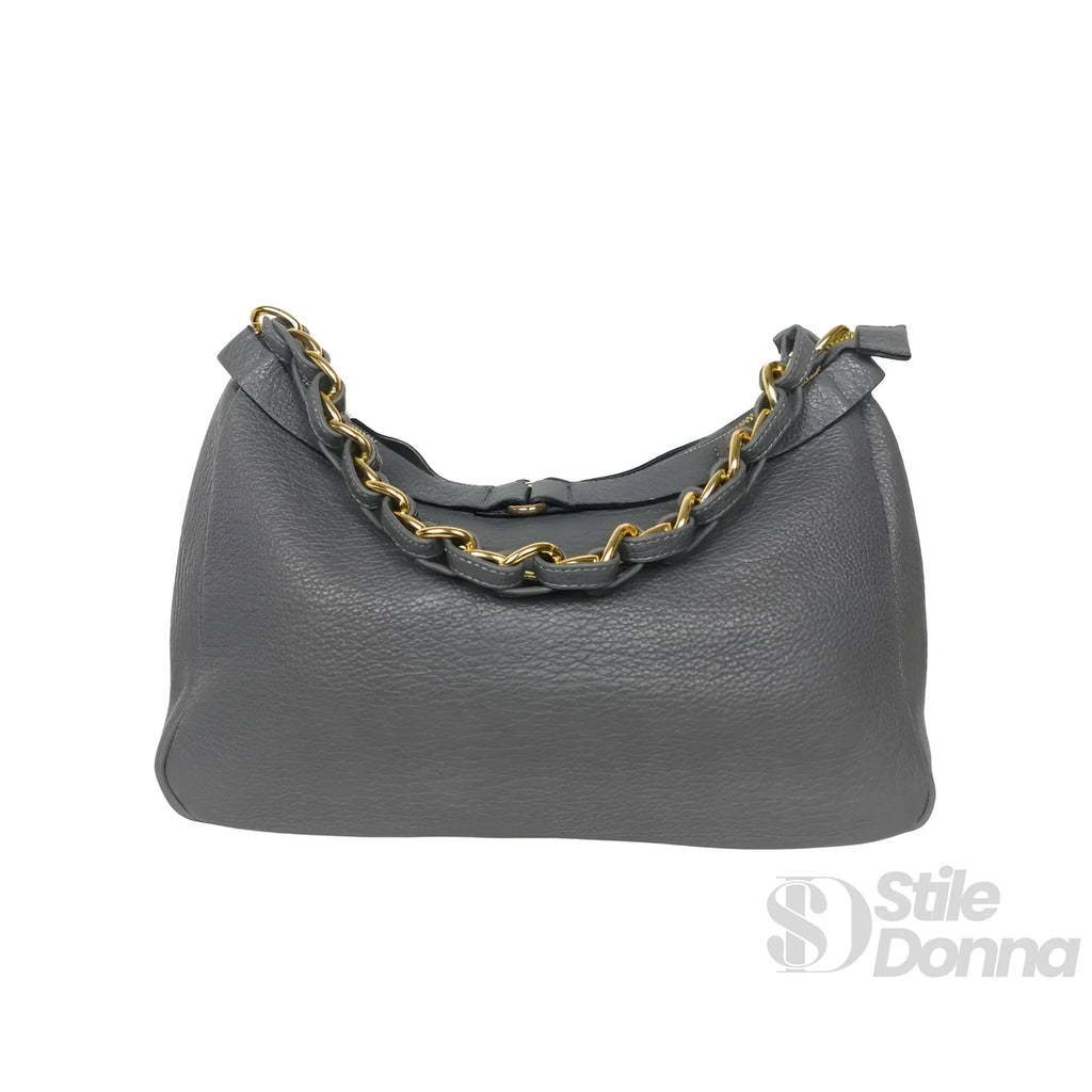 Borsa A Tracolla In Ecopelle Con Cinturino Annodato E Finiture Dorate Interno In Microfibra Antistrappo