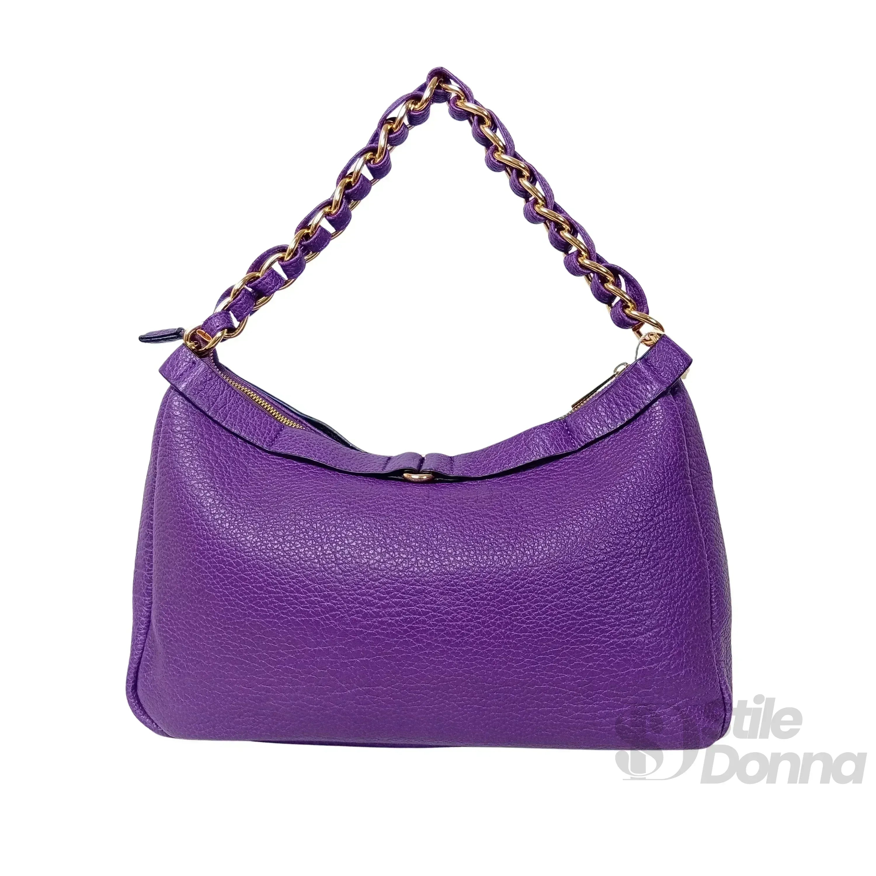 Borsa A Tracolla In Ecopelle Con Cinturino Annodato E Finiture Dorate Interno In Microfibra Antistrappo