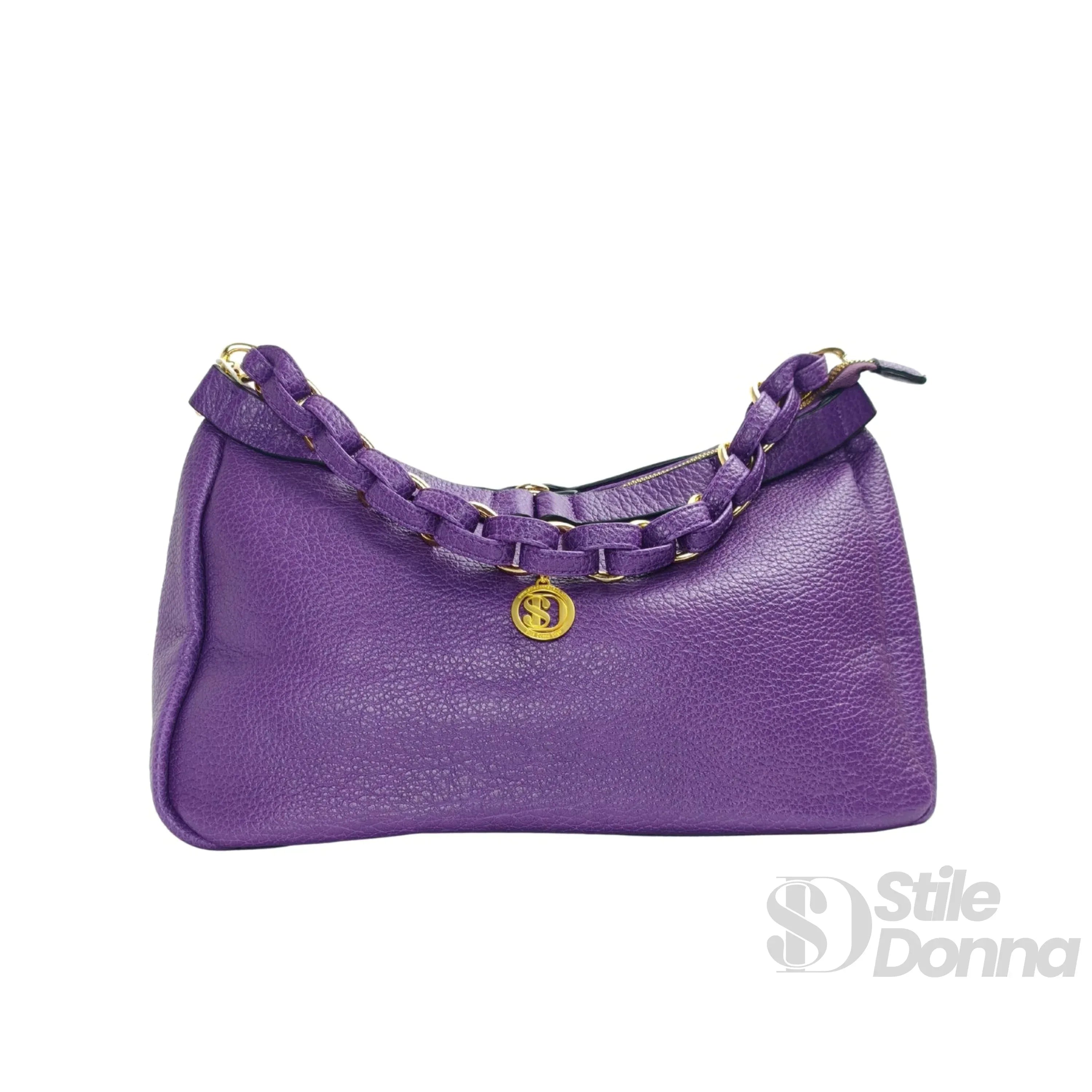 Borsa A Tracolla In Ecopelle Con Cinturino Annodato E Finiture Dorate Interno In Microfibra Antistrappo