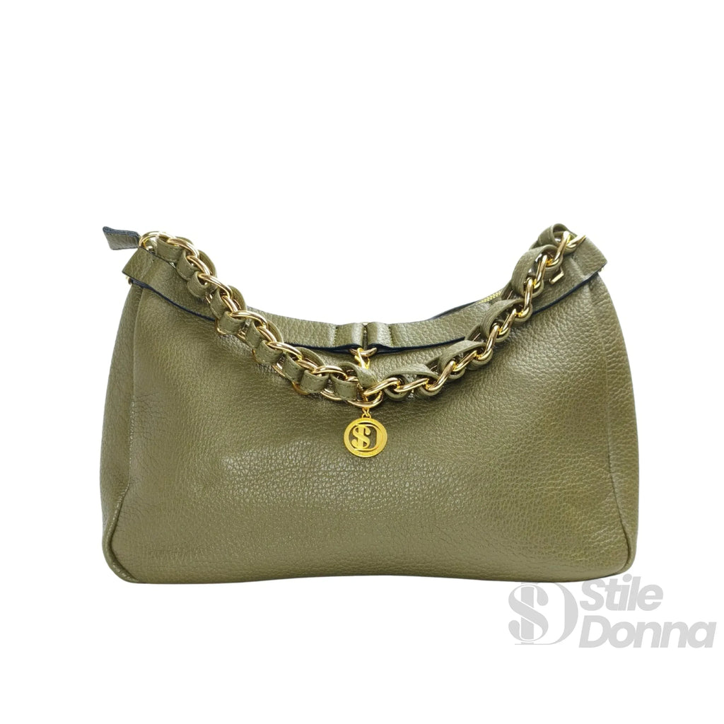 Borsa A Tracolla In Ecopelle Con Cinturino Annodato E Finiture Dorate Interno In Microfibra Antistrappo