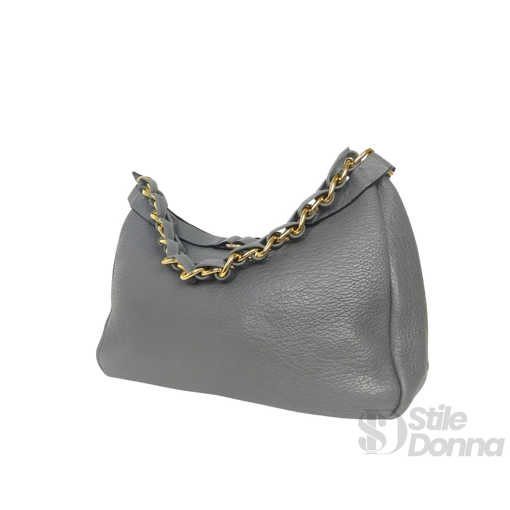 Borsa A Tracolla In Ecopelle Con Cinturino Annodato E Finiture Dorate Interno In Microfibra Antistrappo