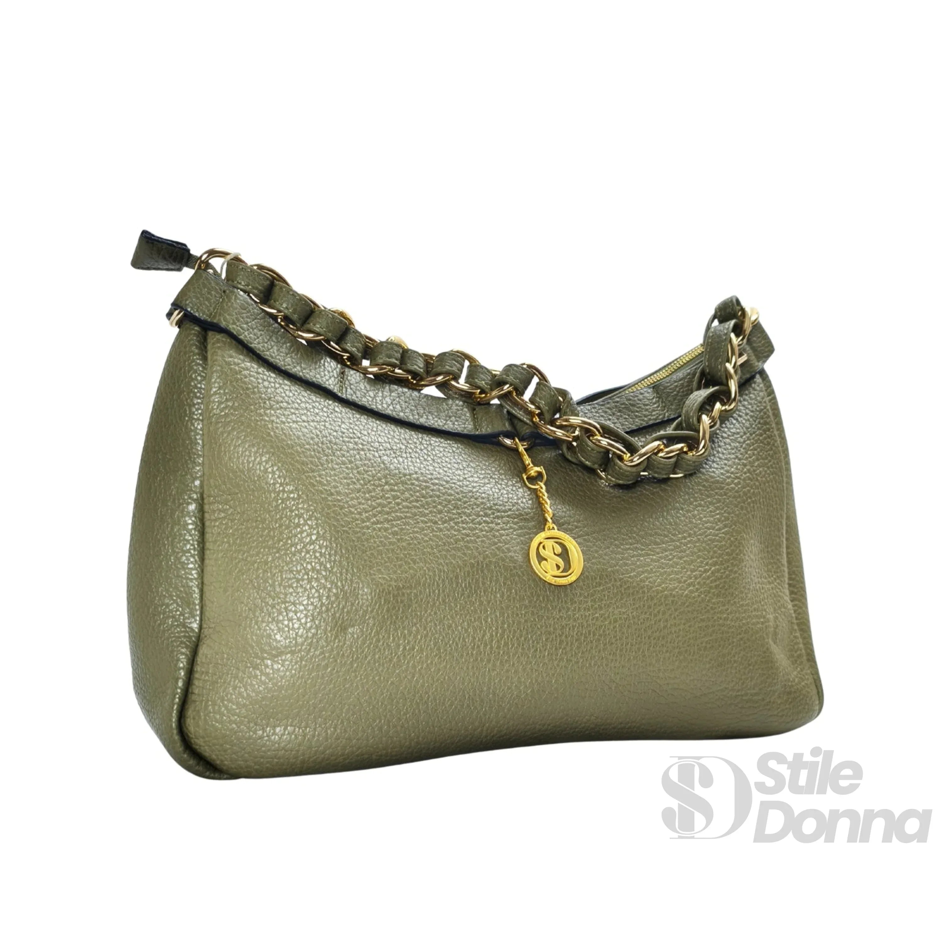Borsa A Tracolla In Ecopelle Con Cinturino Annodato E Finiture Dorate Interno In Microfibra Antistrappo