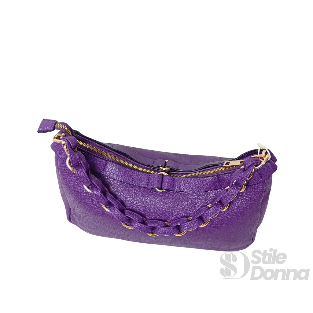 Borsa A Tracolla In Ecopelle Con Cinturino Annodato E Finiture Dorate Interno In Microfibra Antistrappo