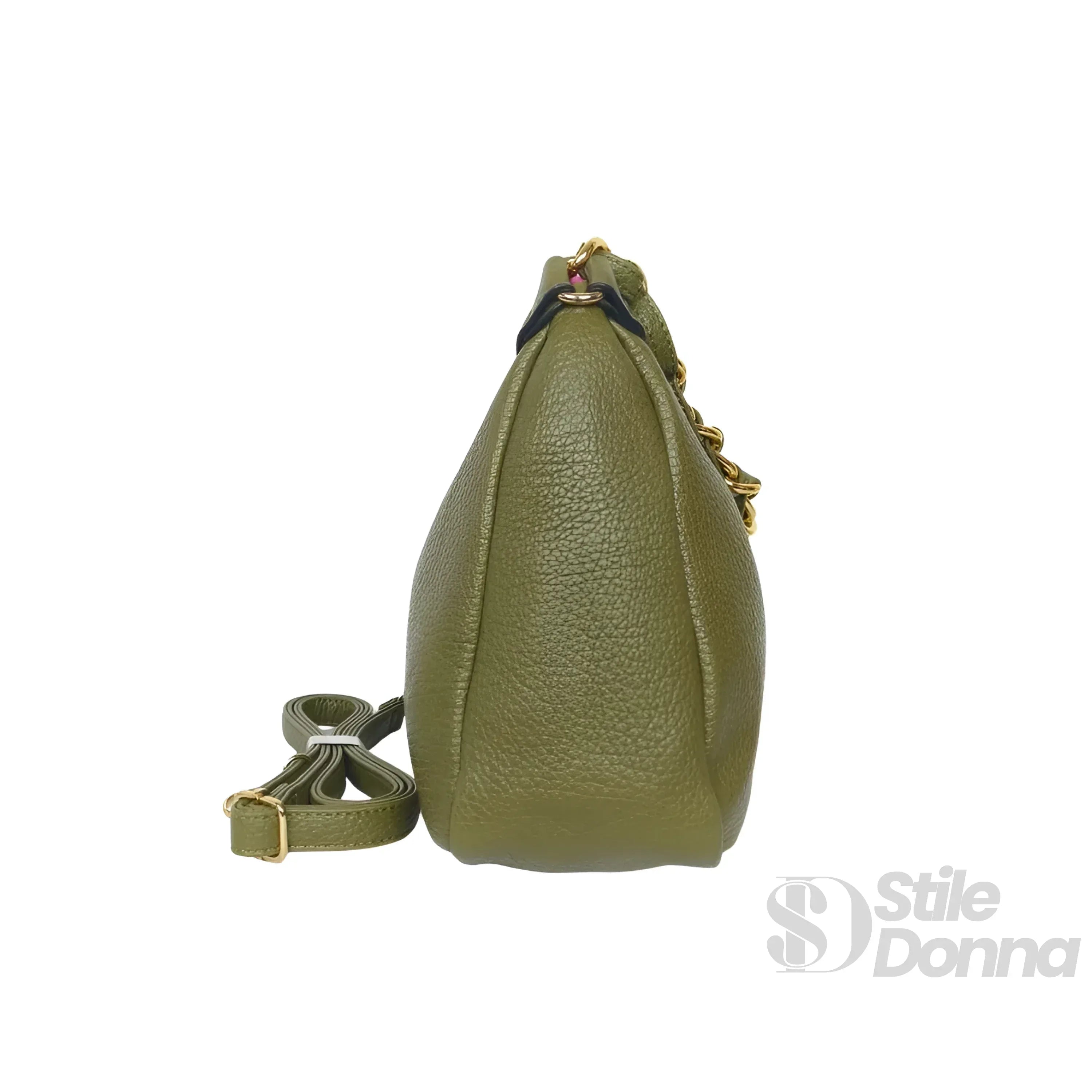 Borsa A Tracolla In Ecopelle Con Cinturino Annodato E Finiture Dorate Interno In Microfibra Antistrappo