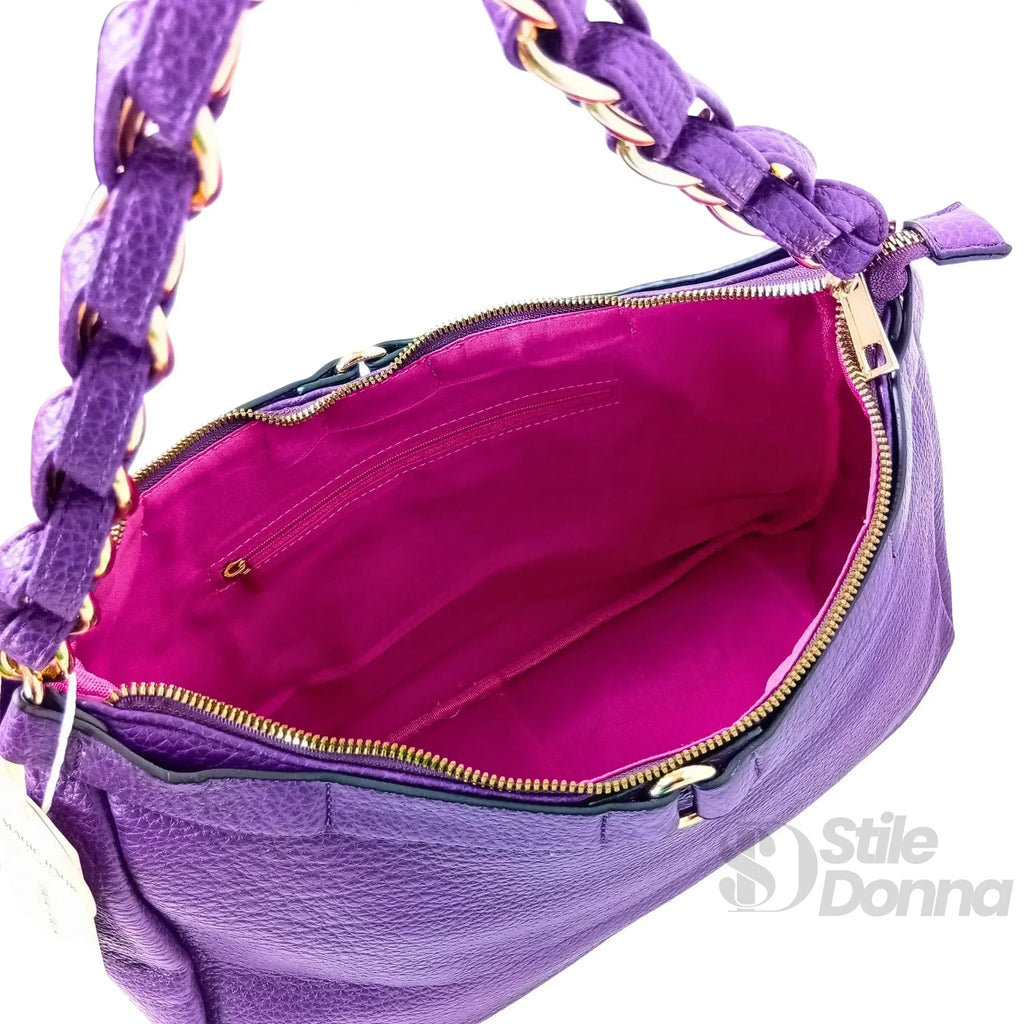 Borsa A Tracolla In Ecopelle Con Cinturino Annodato E Finiture Dorate Interno In Microfibra Antistrappo
