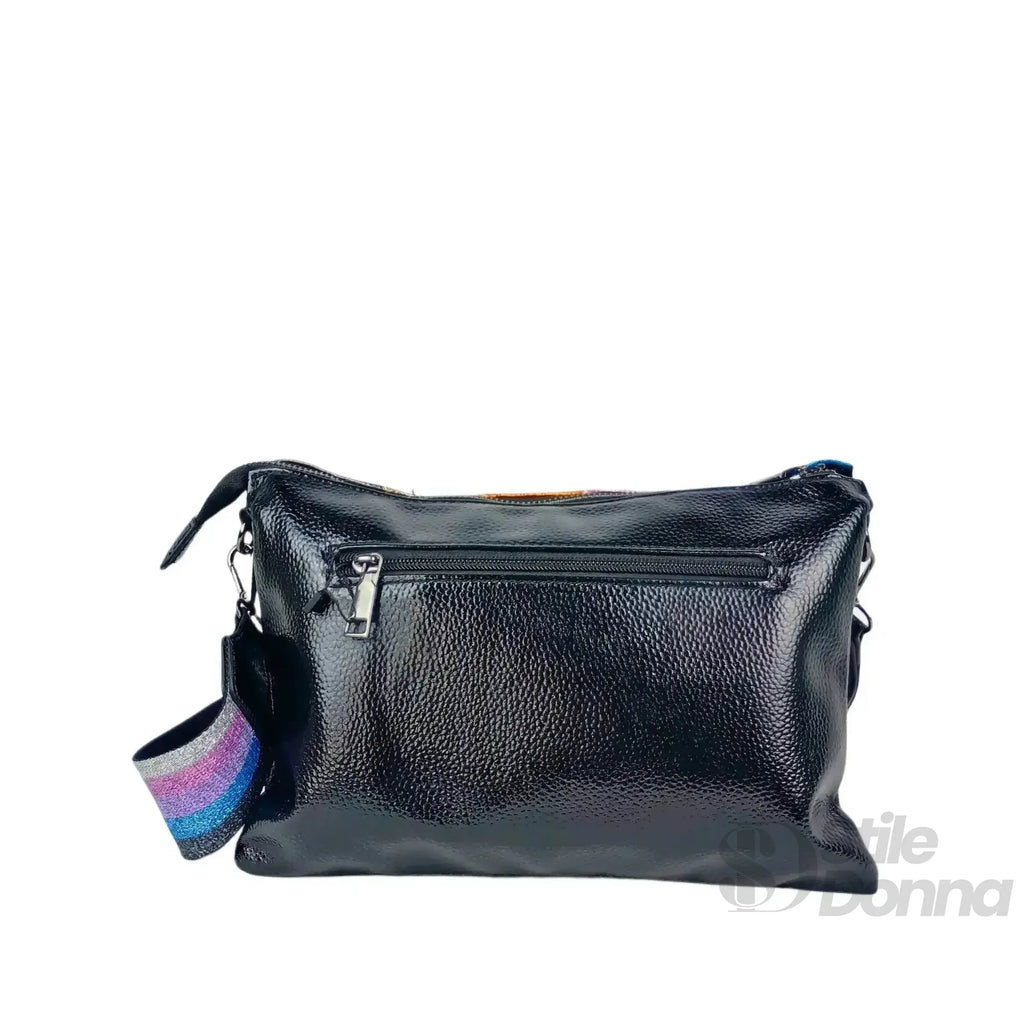Borsa A Tracolla In Ecopelle Arcobaleno Metallizzata Stile Urbano Interno Fodato
