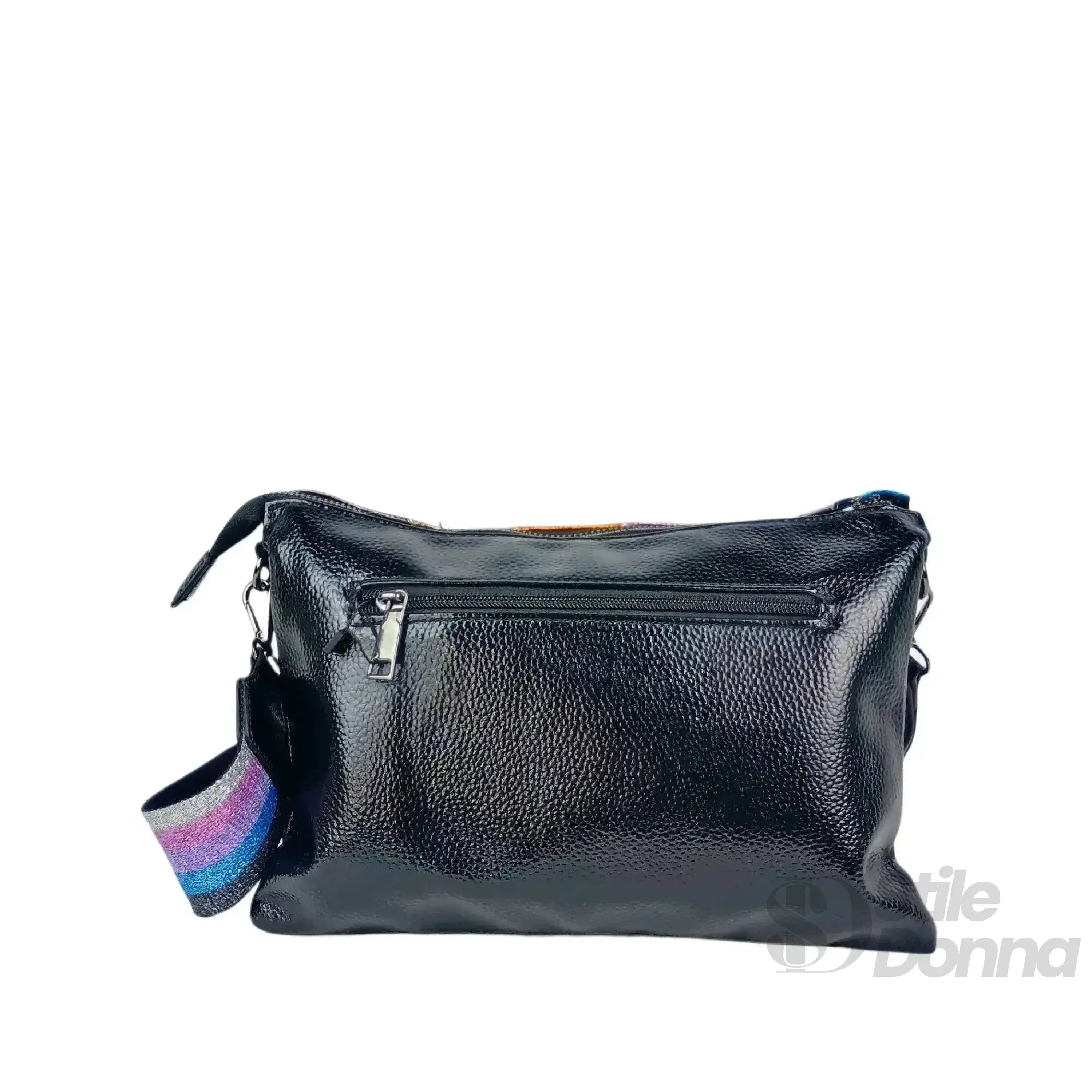 Borsa A Tracolla In Ecopelle Arcobaleno Metallizzata Stile Urbano Interno Fodato