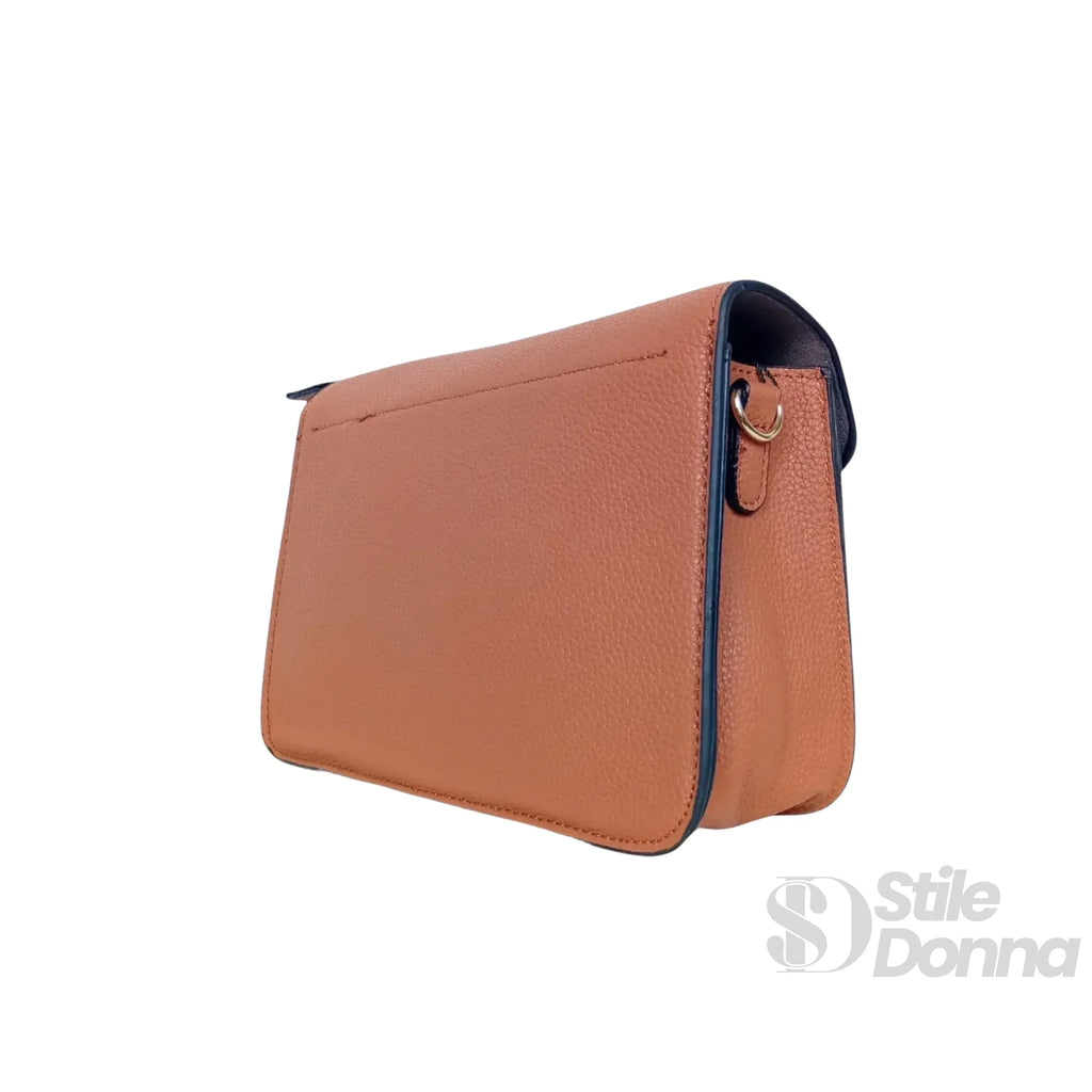 MS Borsa A Tracolla Ecopelle Marrone MS-6346 Chiusura A Girello Cinturino Regolabile Finiture Oro