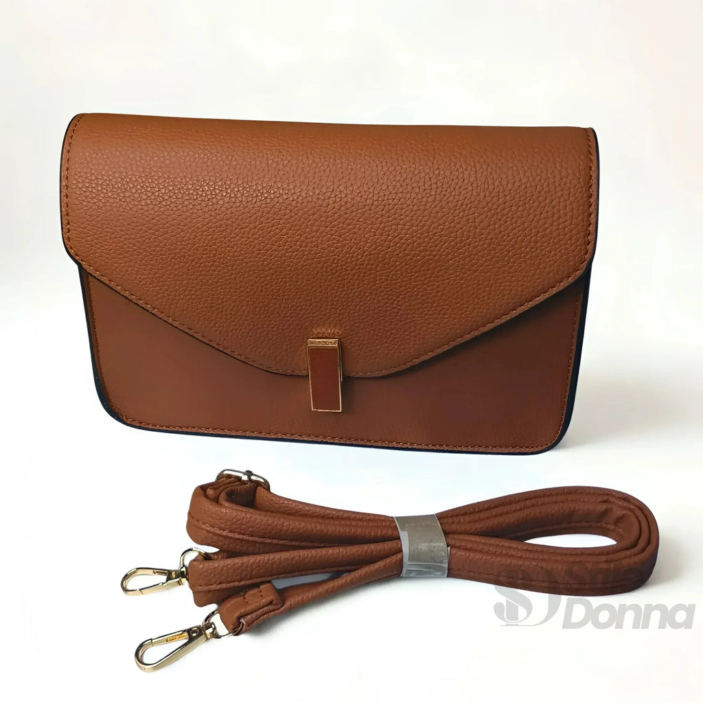 MS Borsa A Tracolla Ecopelle Marrone MS-6346 Chiusura A Girello Cinturino Regolabile Finiture Oro