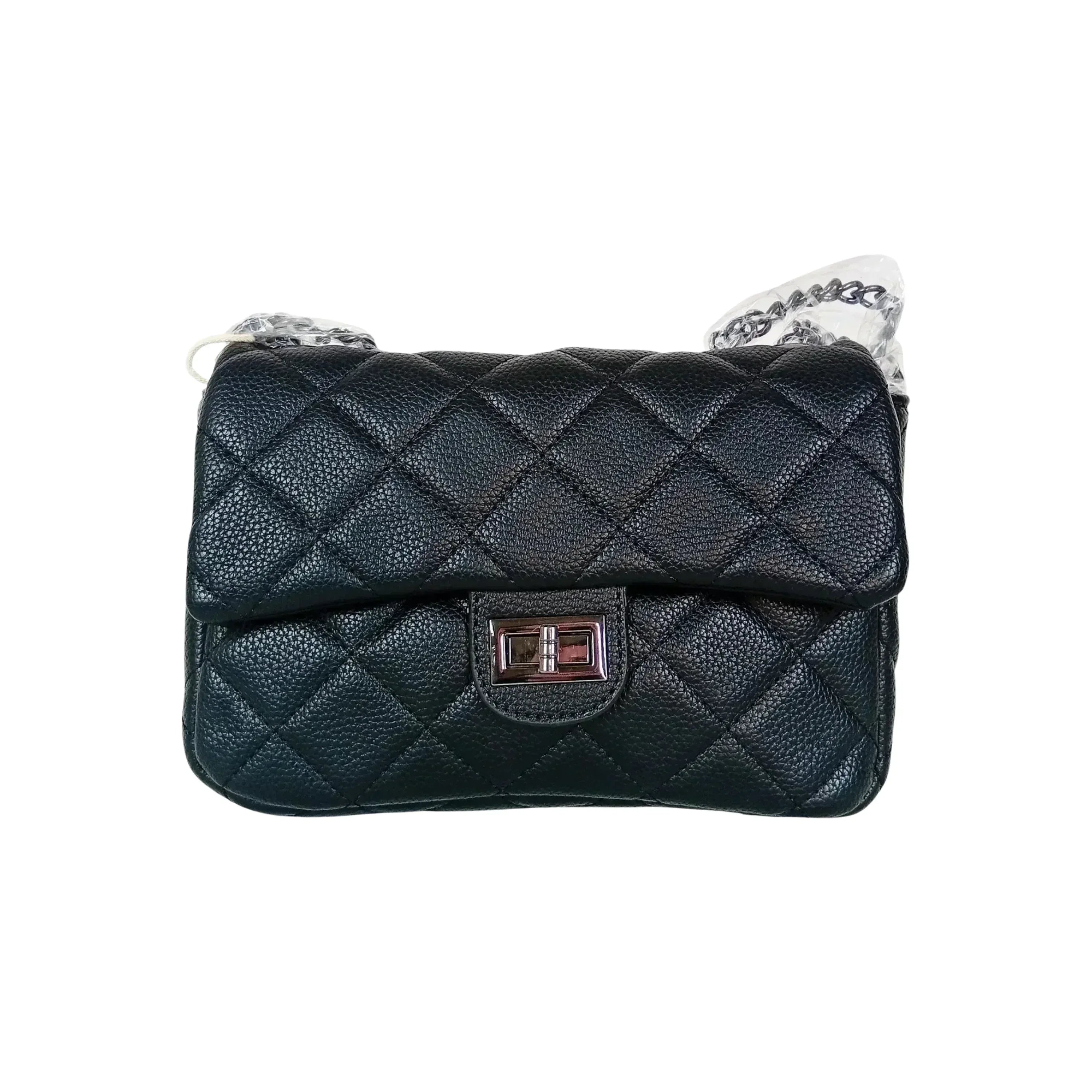 Borsa a Tracolla in Pelle Pu MS-5777 con Finiture Argento e Interno Microfibra Antistrappo