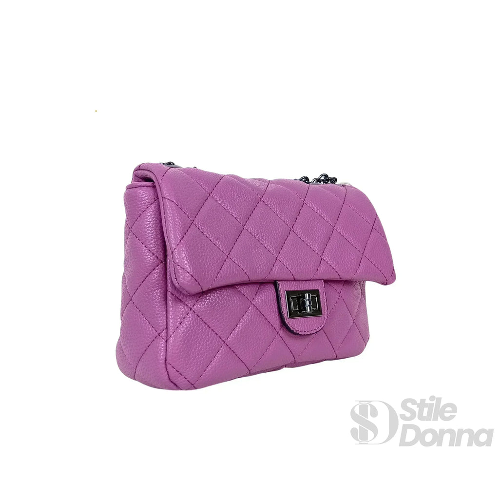 Borsa a Tracolla in Pelle Pu MS-5777 con Finiture Argento e Interno Microfibra Antistrappo