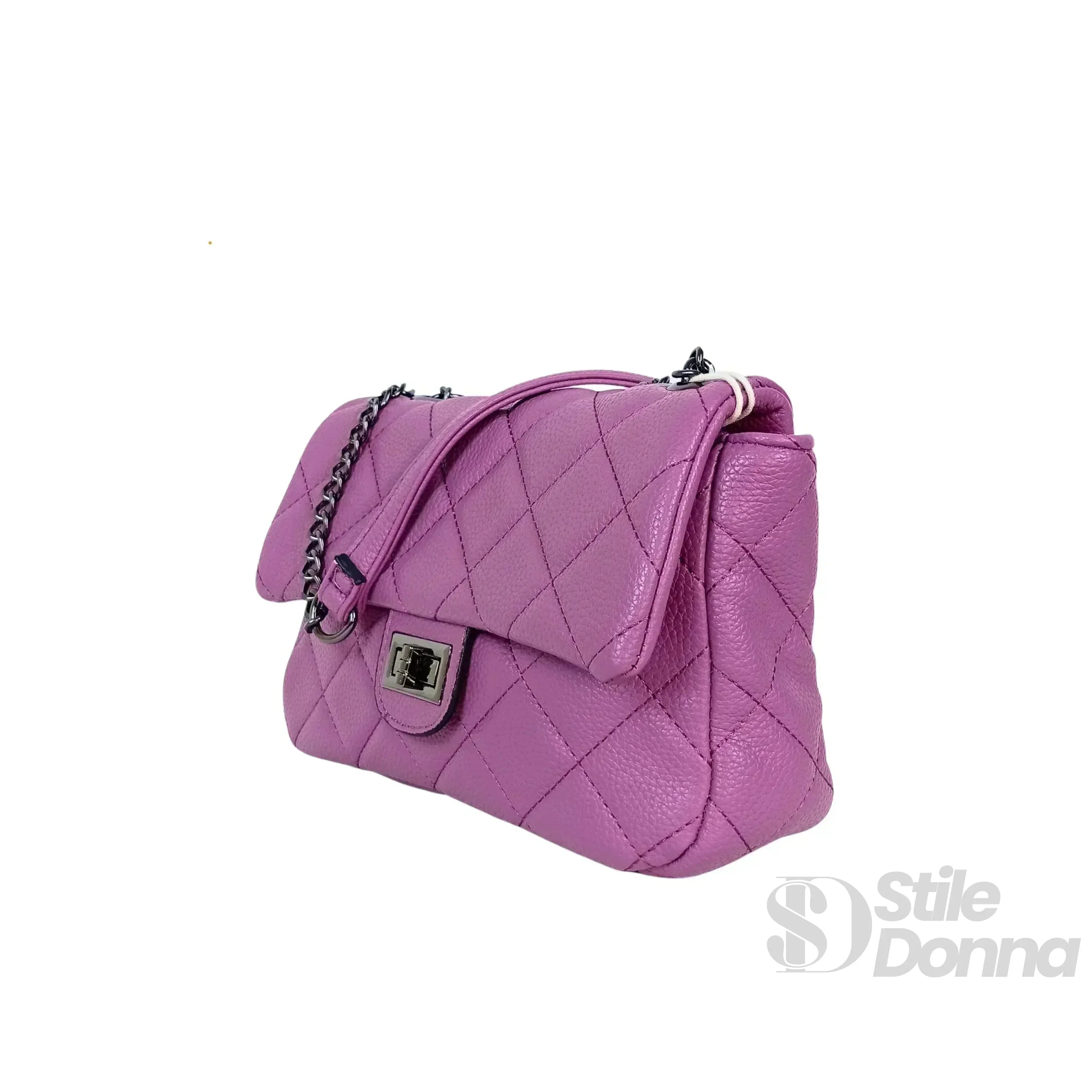 Borsa a Tracolla in Pelle Pu MS-5777 con Finiture Argento e Interno Microfibra Antistrappo