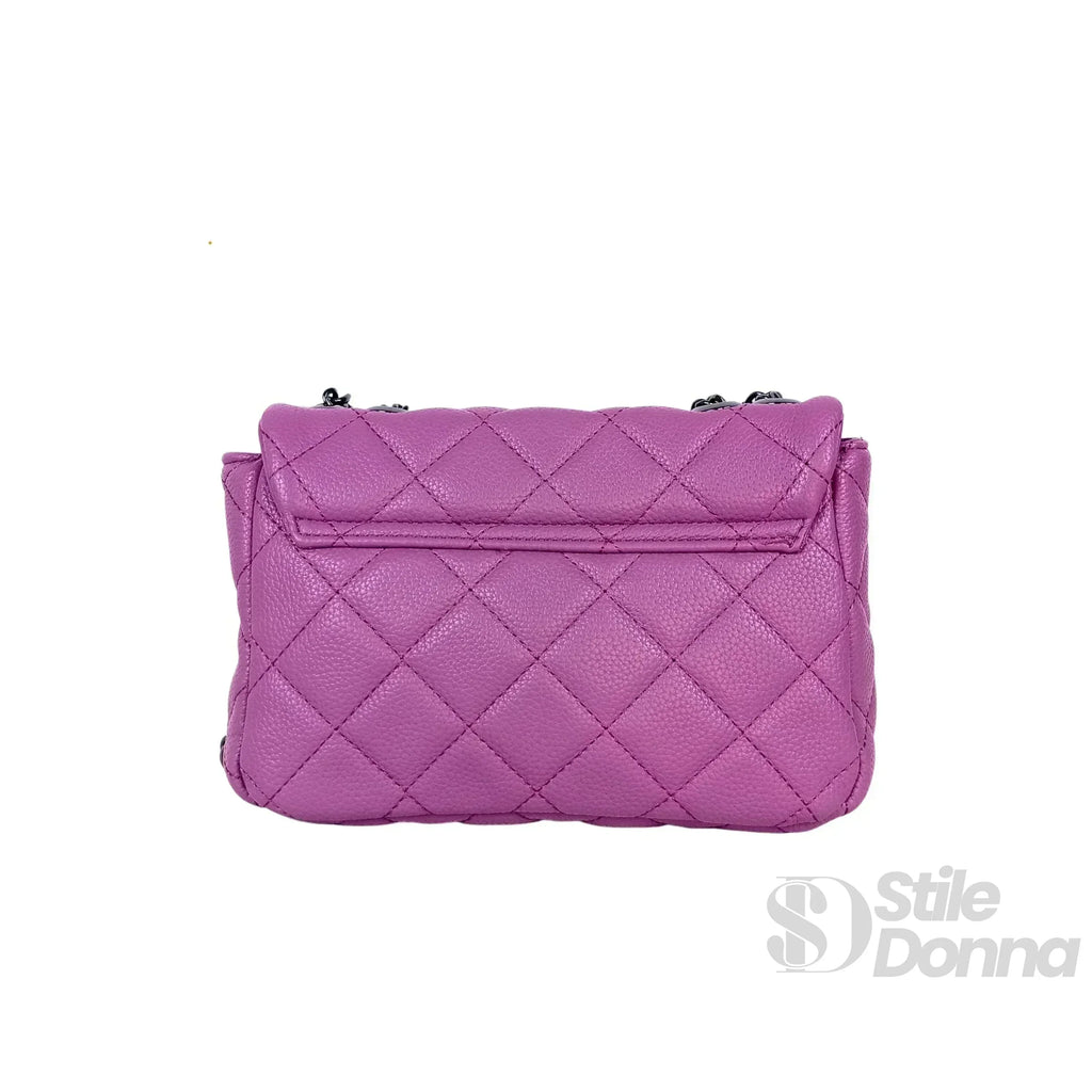 Borsa a Tracolla in Pelle Pu MS-5777 con Finiture Argento e Interno Microfibra Antistrappo