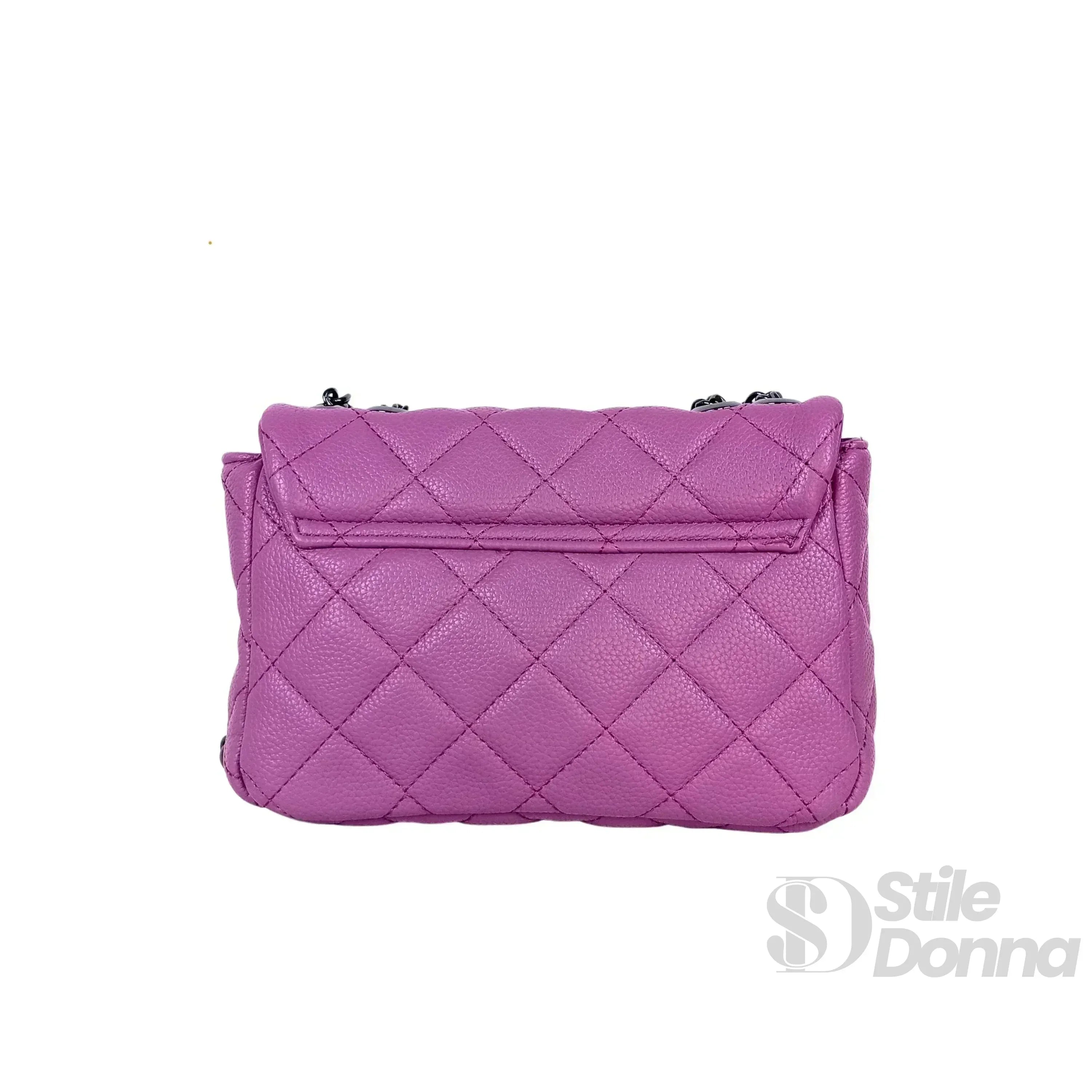 Borsa a Tracolla in Pelle Pu MS-5777 con Finiture Argento e Interno Microfibra Antistrappo