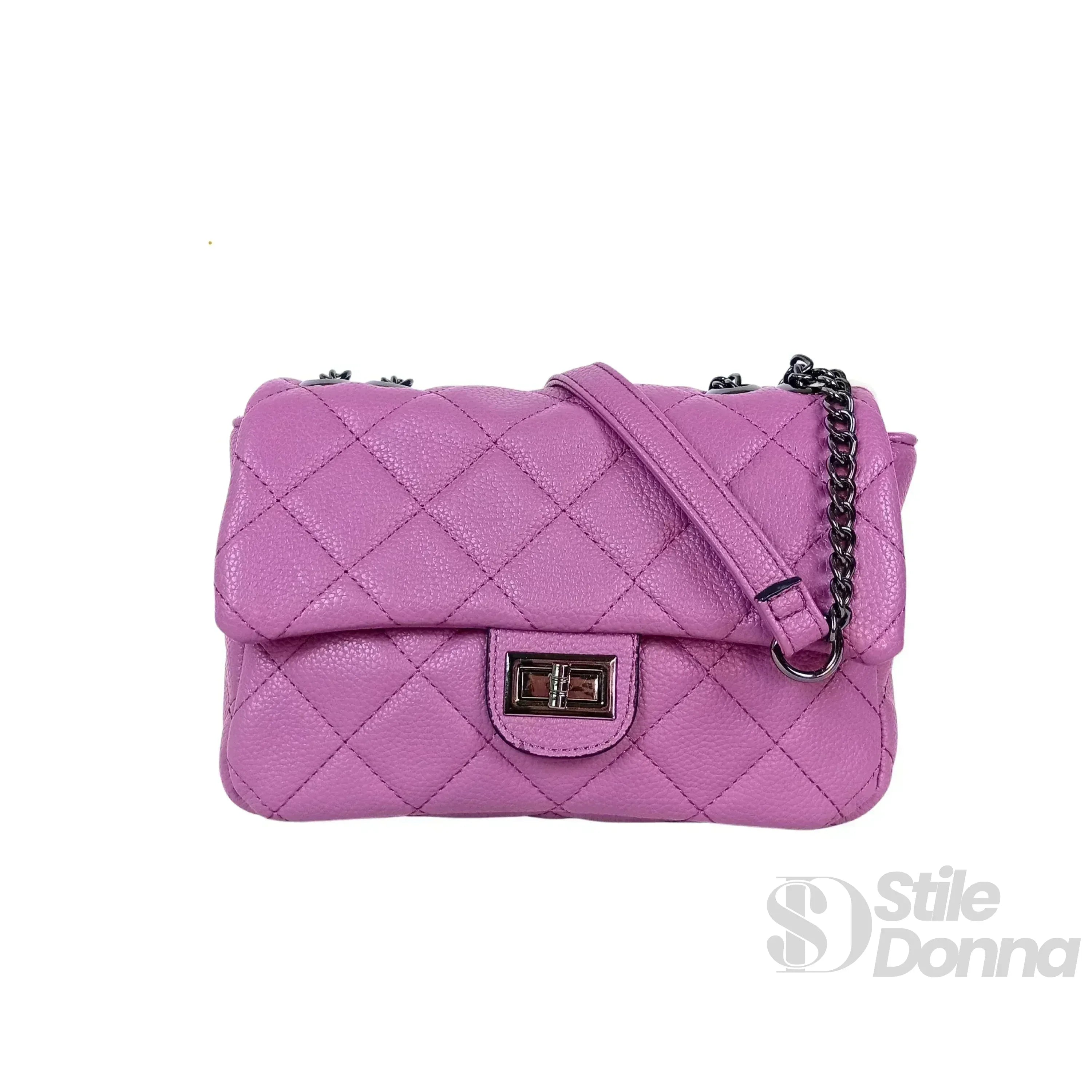 Borsa a Tracolla in Pelle Pu MS-5777 con Finiture Argento e Interno Microfibra Antistrappo
