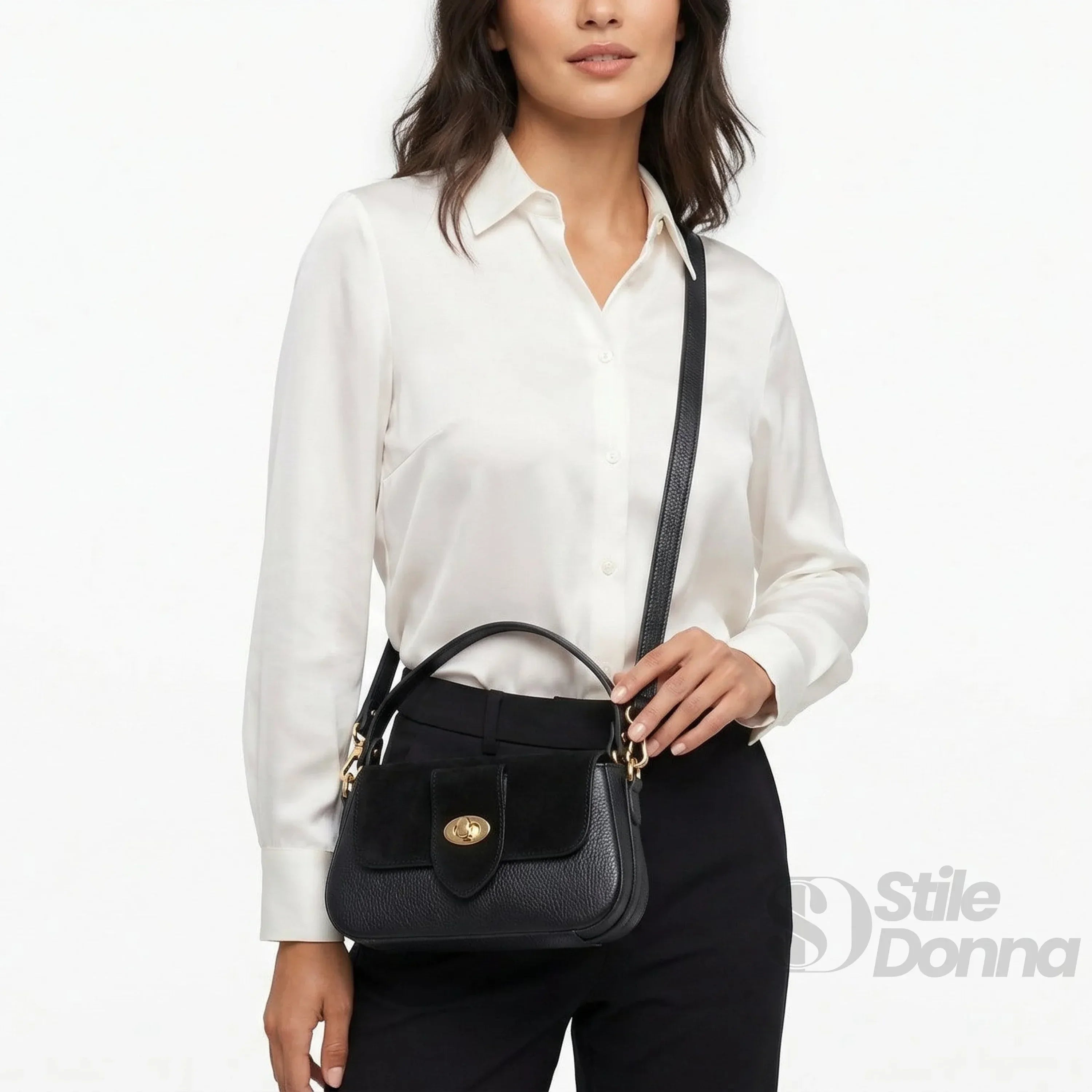 Borsa Bella Nova Crossbody in Vera Pelle e Camoscio