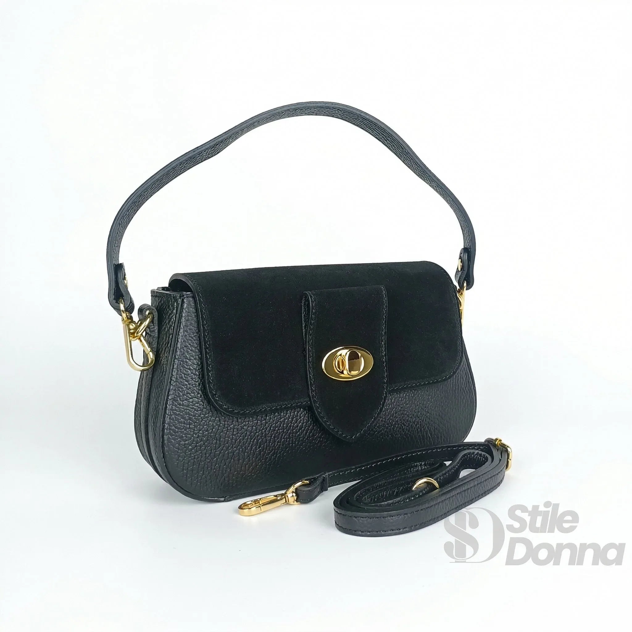 Borsa Bella Nova Crossbody in Vera Pelle e Camoscio