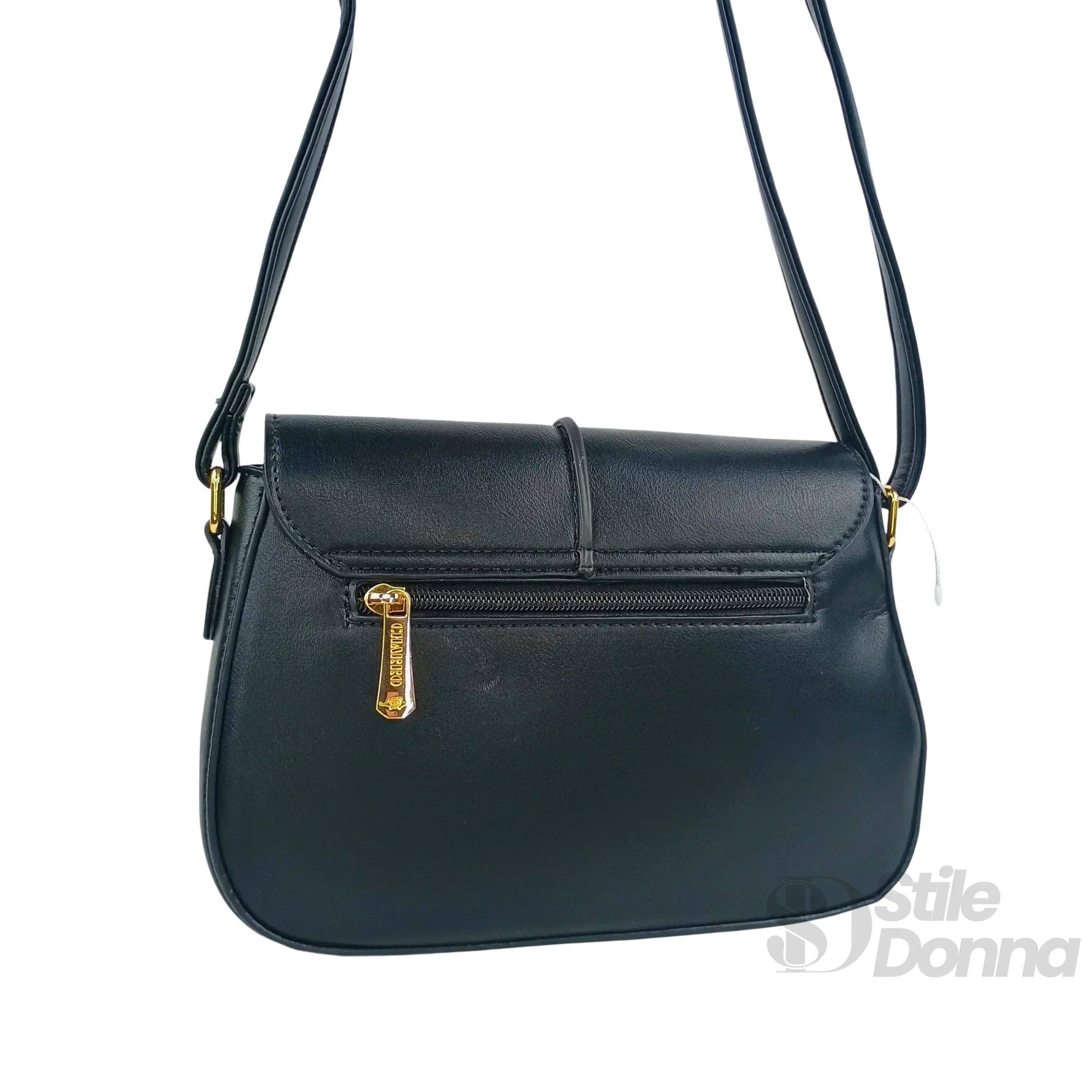 Borsa Charro in pelle nera con chiusura a logo