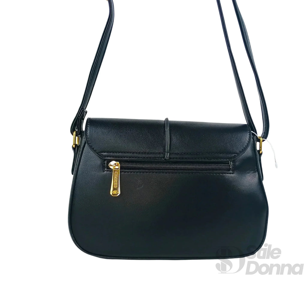 Borsa Charro in pelle nera con chiusura a logo