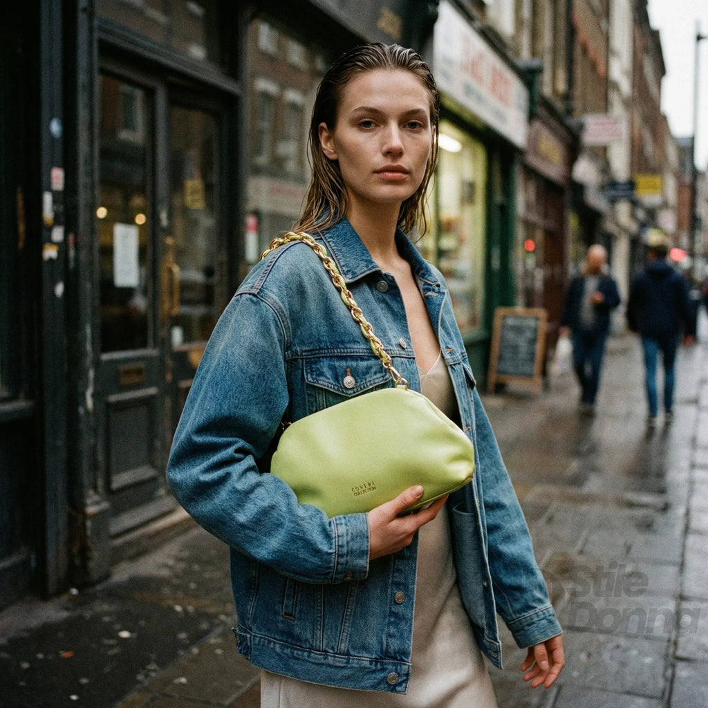 Borsa Clutch Enrico Coveri Verde Lime in Morbida