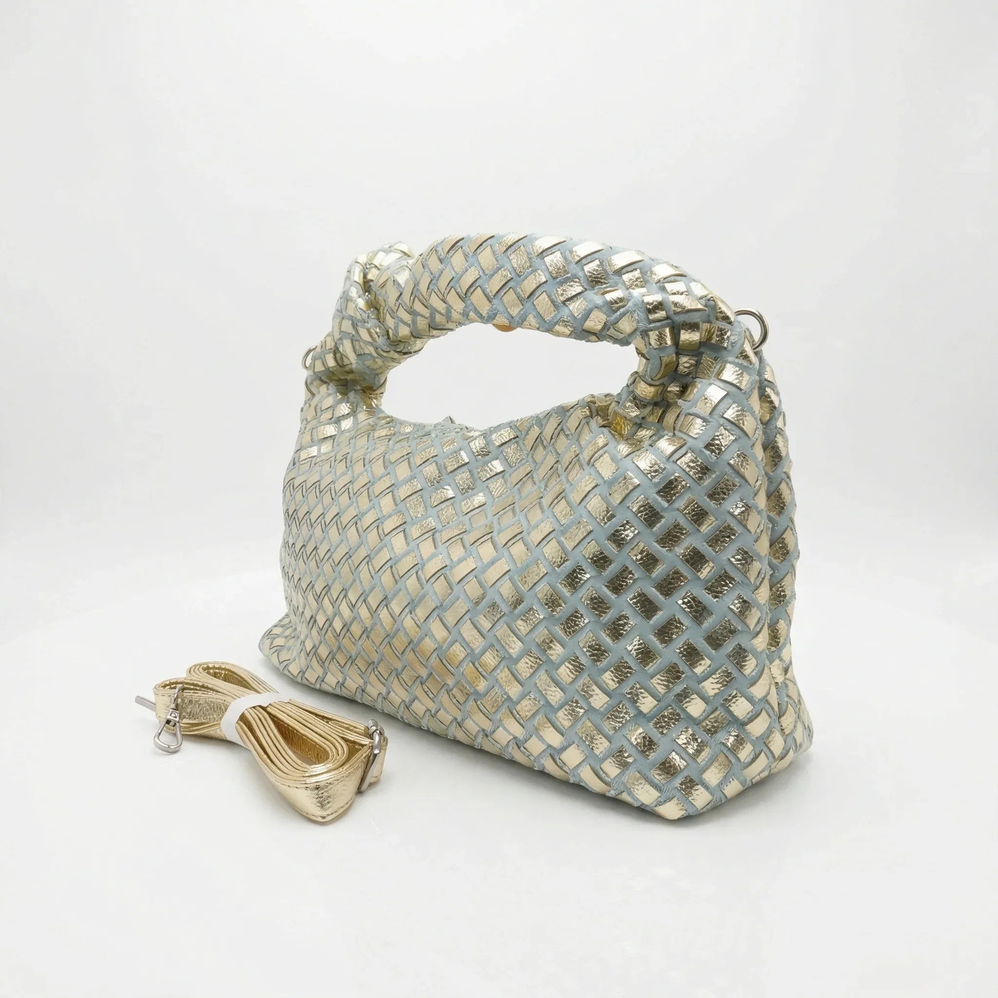Borsa con manico a nodo intrecciata in argento