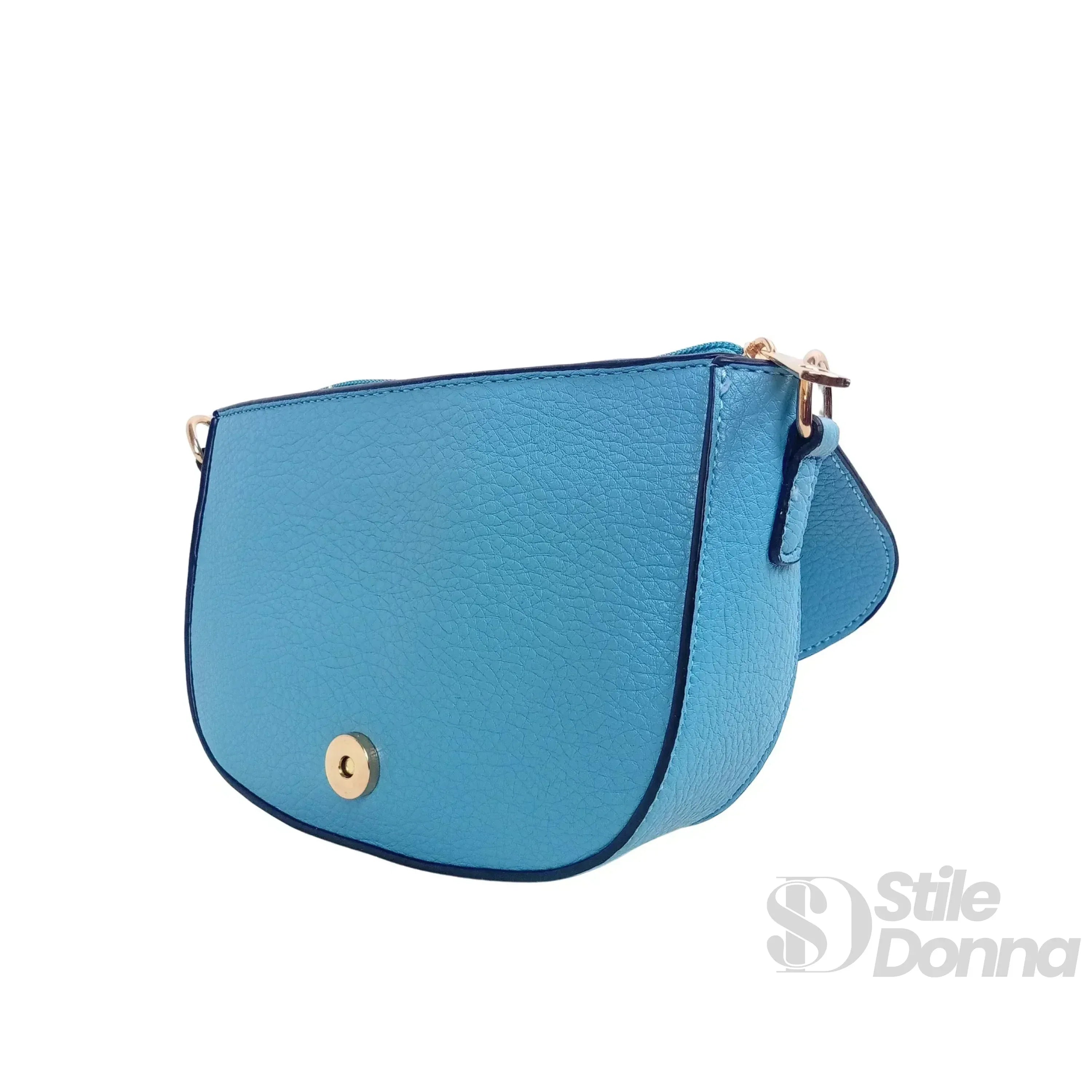 Borsa Crossbody in Pelle Azzurra con Chiusura Magnetica