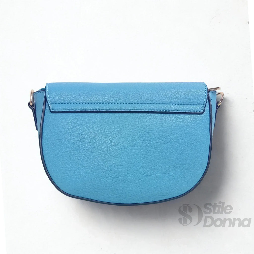Borsa Crossbody in Pelle Azzurra con Chiusura Magnetica