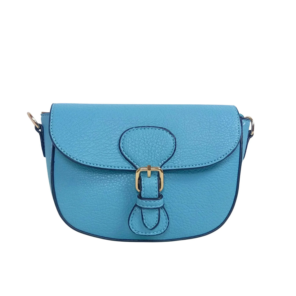 Borsa Crossbody in Pelle Azzurra con Chiusura Magnetica