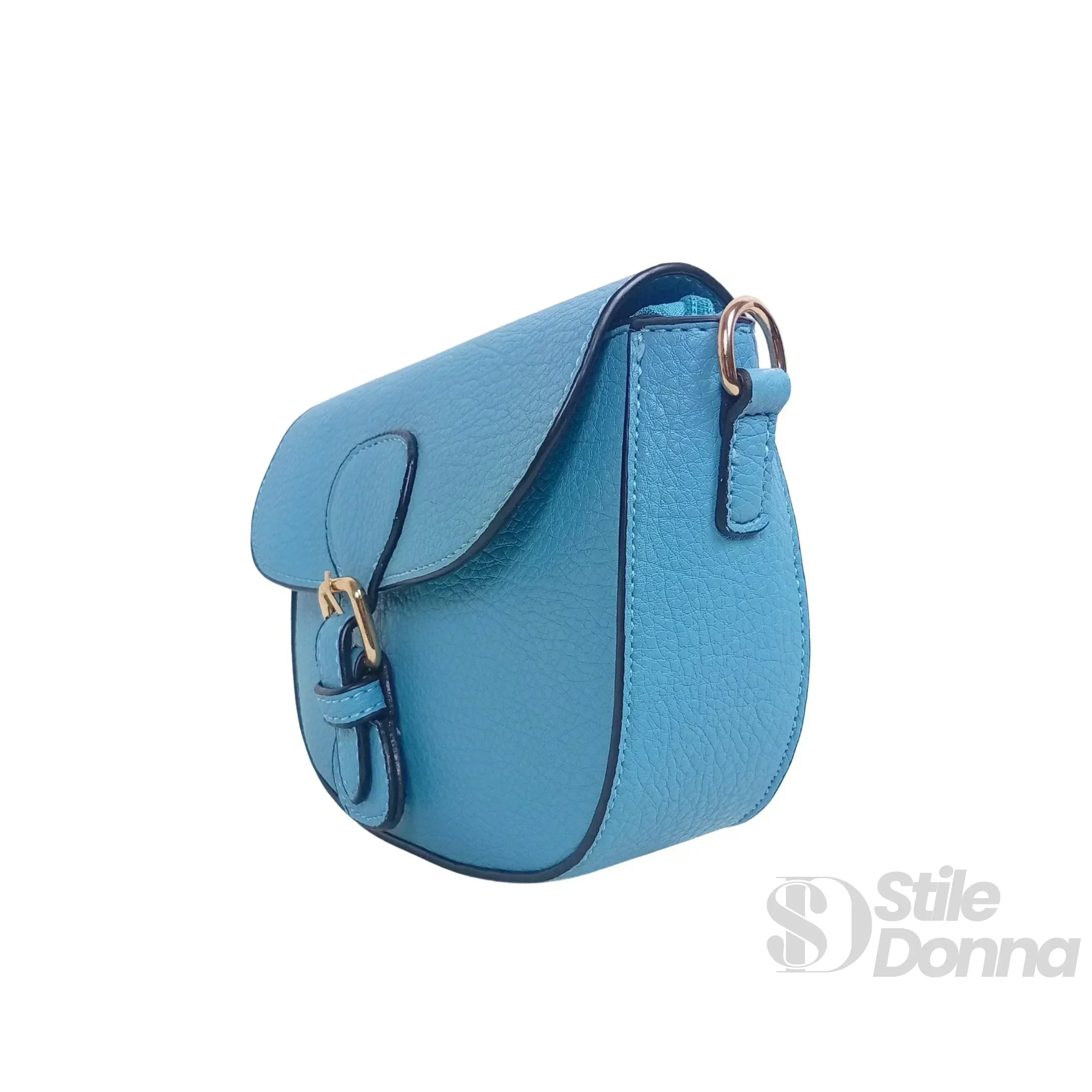 Borsa Crossbody in Pelle Azzurra con Chiusura Magnetica