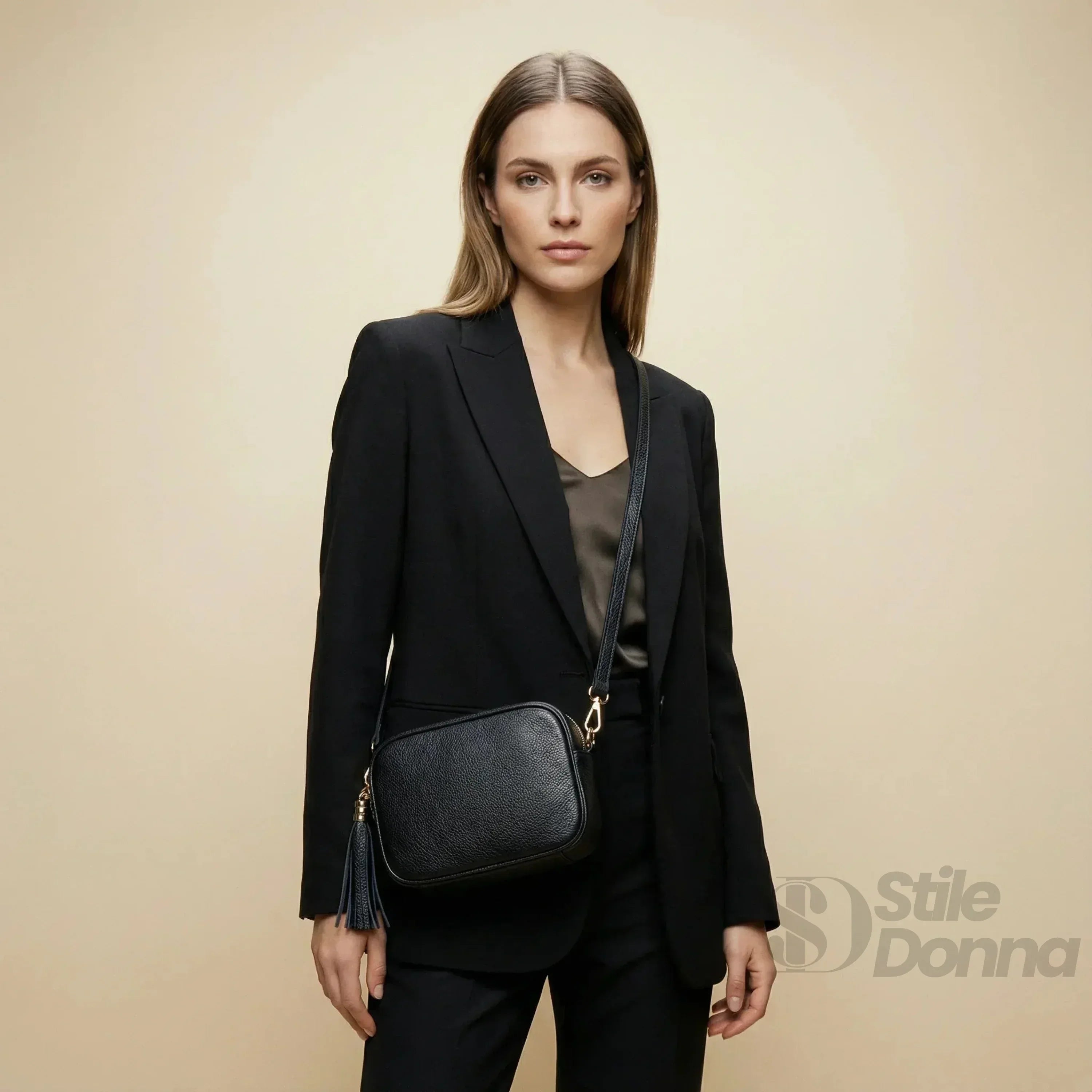 Borsa Crossbody in Vera Pelle con Tracolla Regolabile