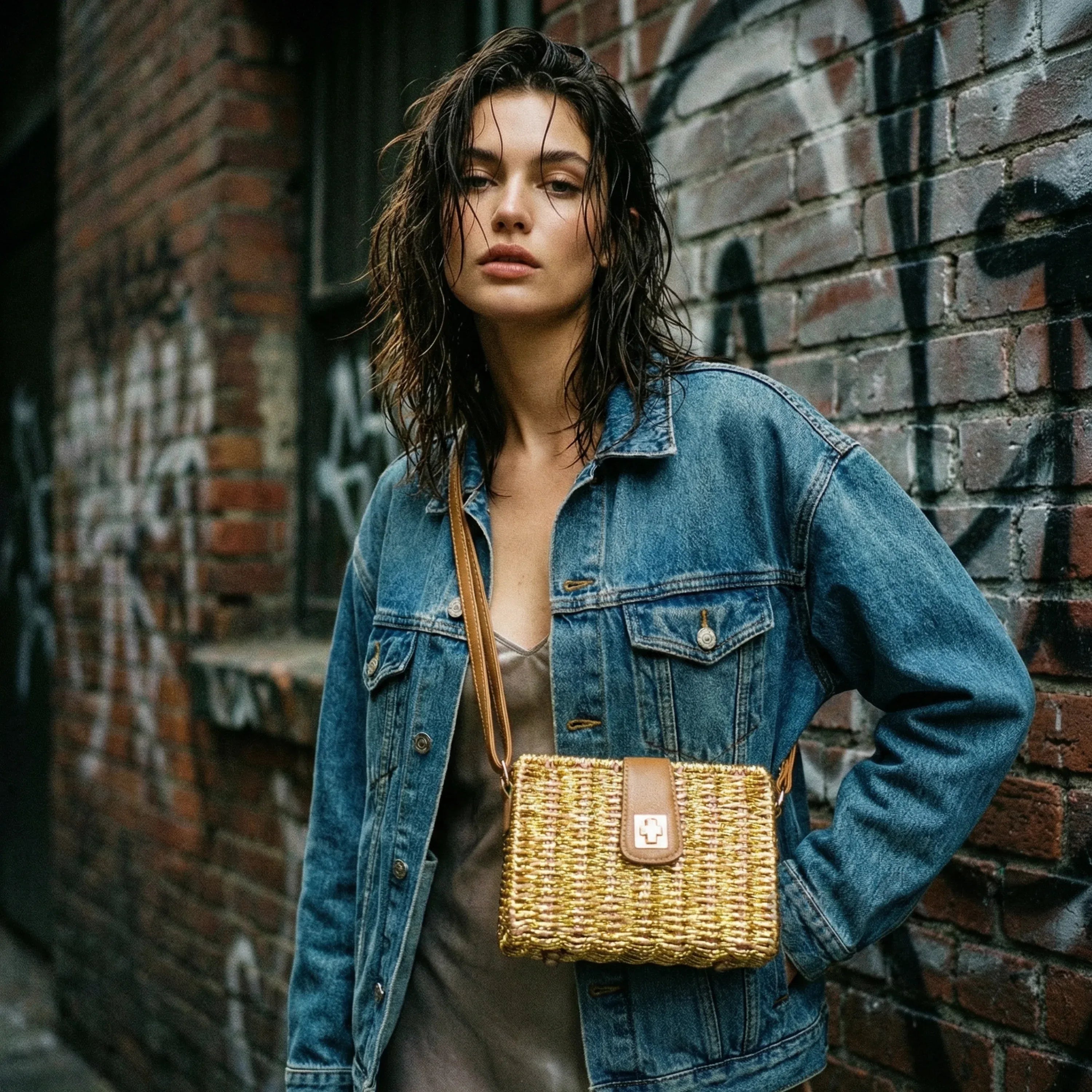 Borsa da Donna Intrecciata a Mano in Paglia