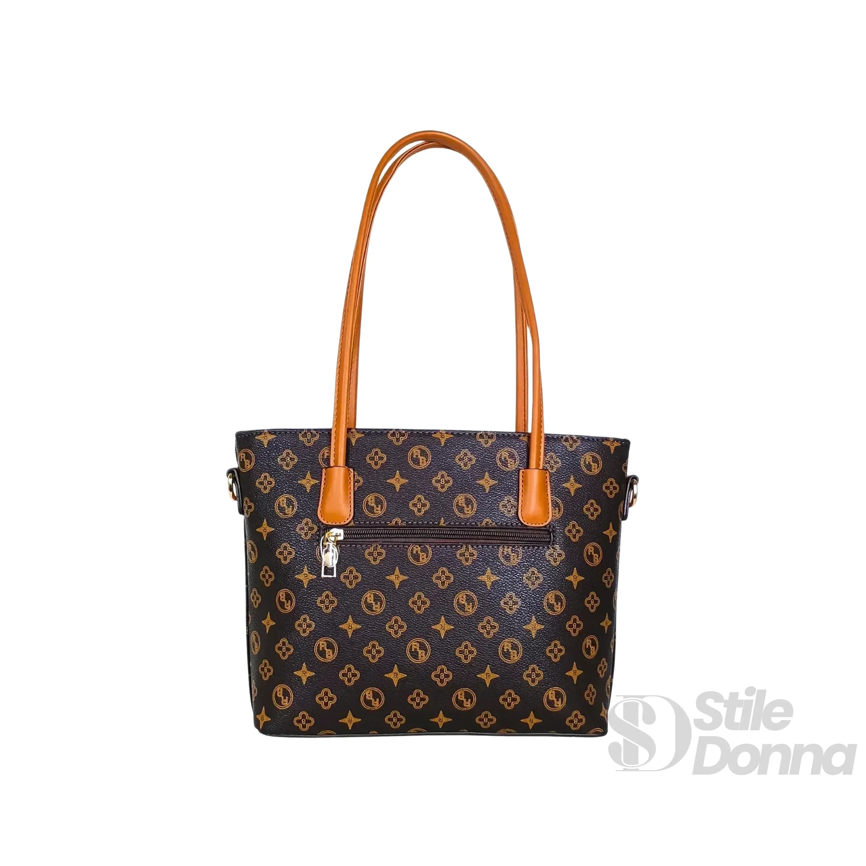 Borsa Tote Donna Con Tracolla Removibile In Pelle PU Chiusura Zip Interno Microfibra Antistrappo Manici Dorati
