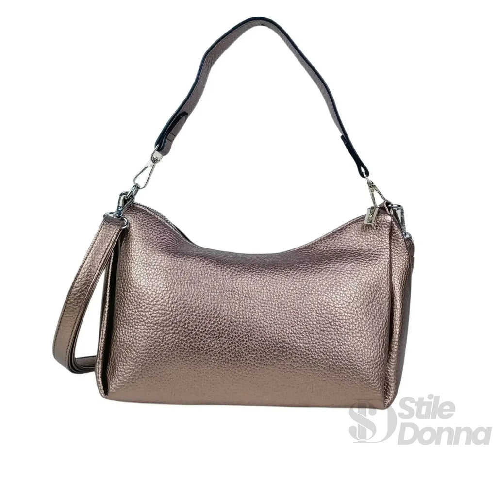 Borsa Donna Ecopelle Rosa Oro Metallizzato Con Perline Per Serate E Occasioni Speciali