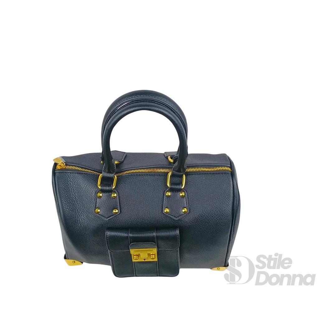 Borsa Dottore Enrico Pelle Nera Con Tracolla Removibile